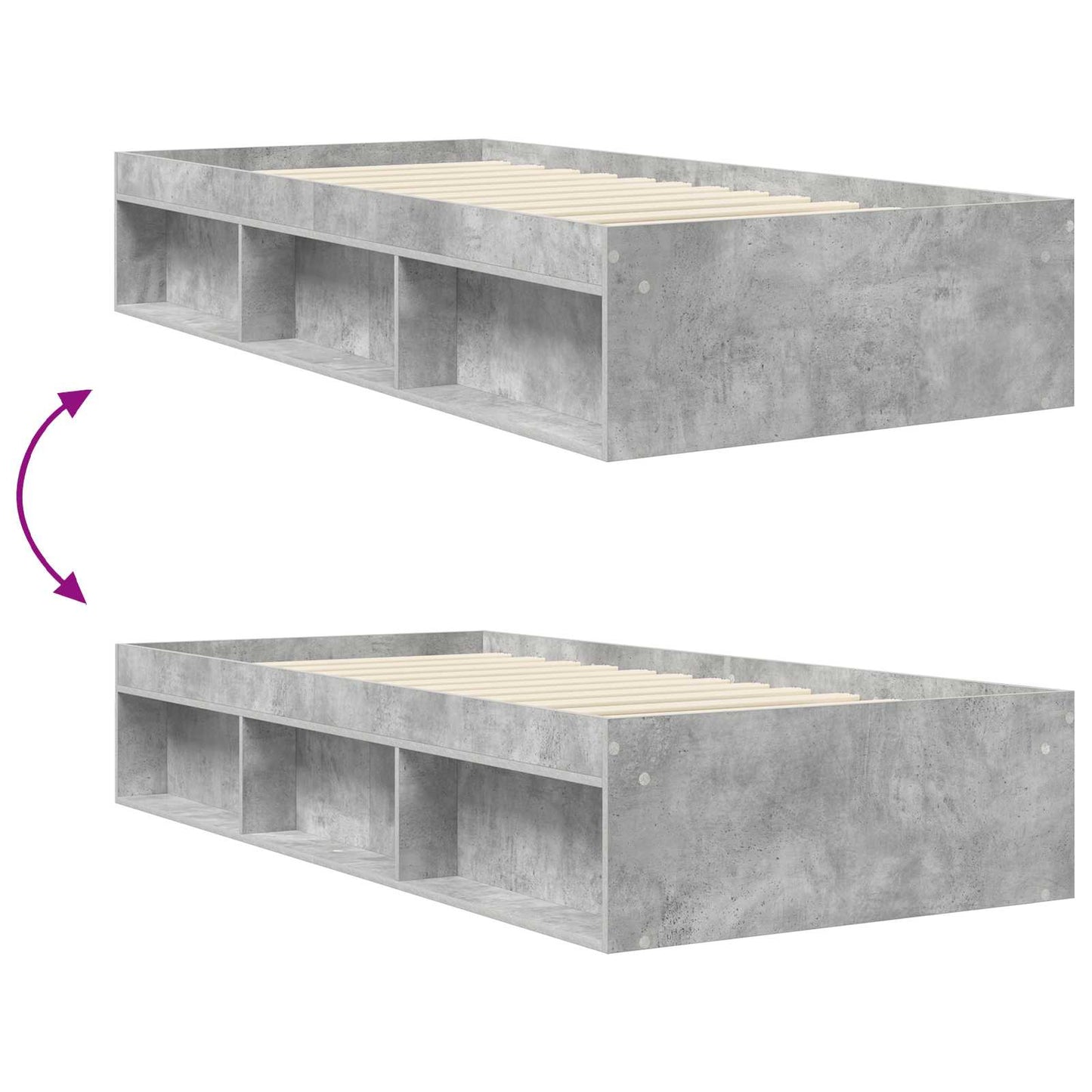Sengeramme med oppbevaring Betonggrå 80 x 200 cm Konstruert tre