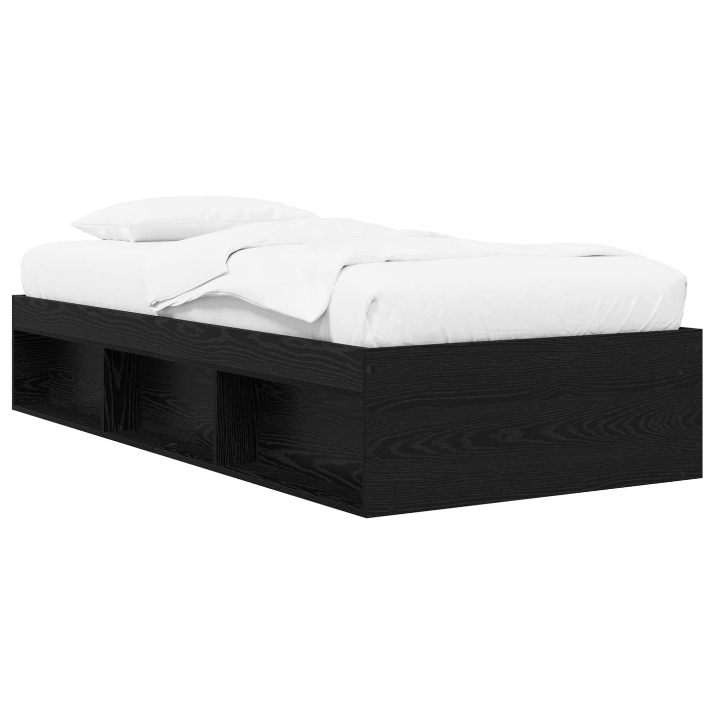 Sengeramme med oppbevaring Svart eik 80 x 200 cm Konstruert tre