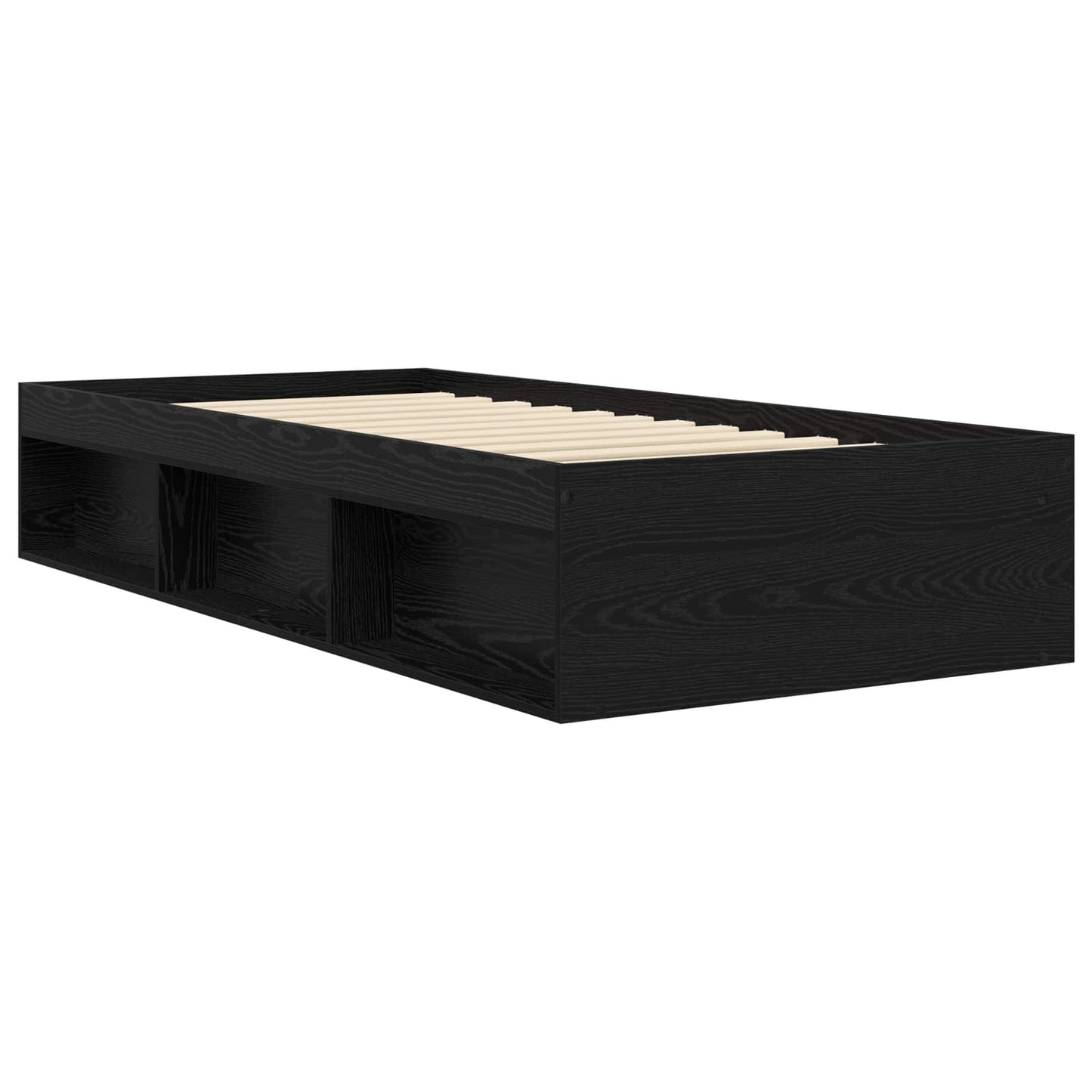 Sengeramme med oppbevaring Svart eik 80 x 200 cm Konstruert tre