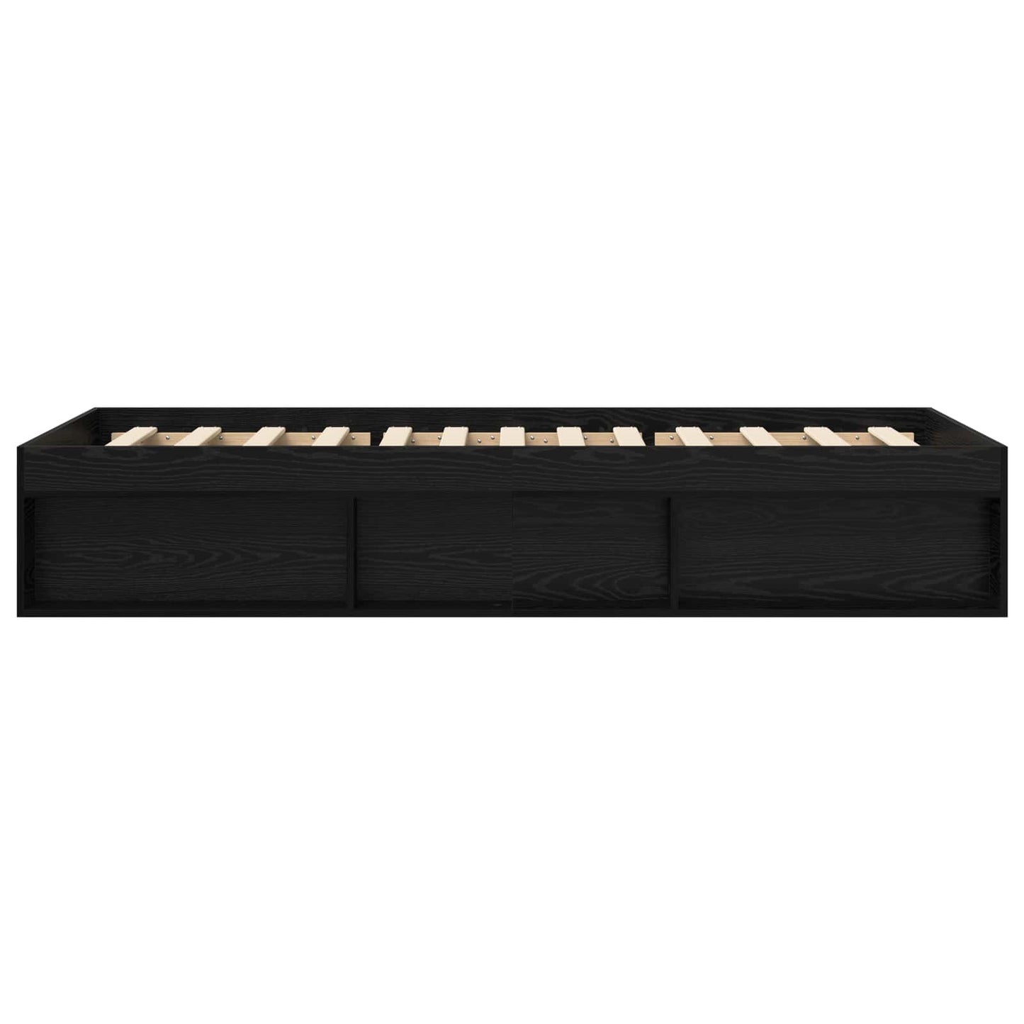 Sengeramme med oppbevaring Svart eik 80 x 200 cm Konstruert tre