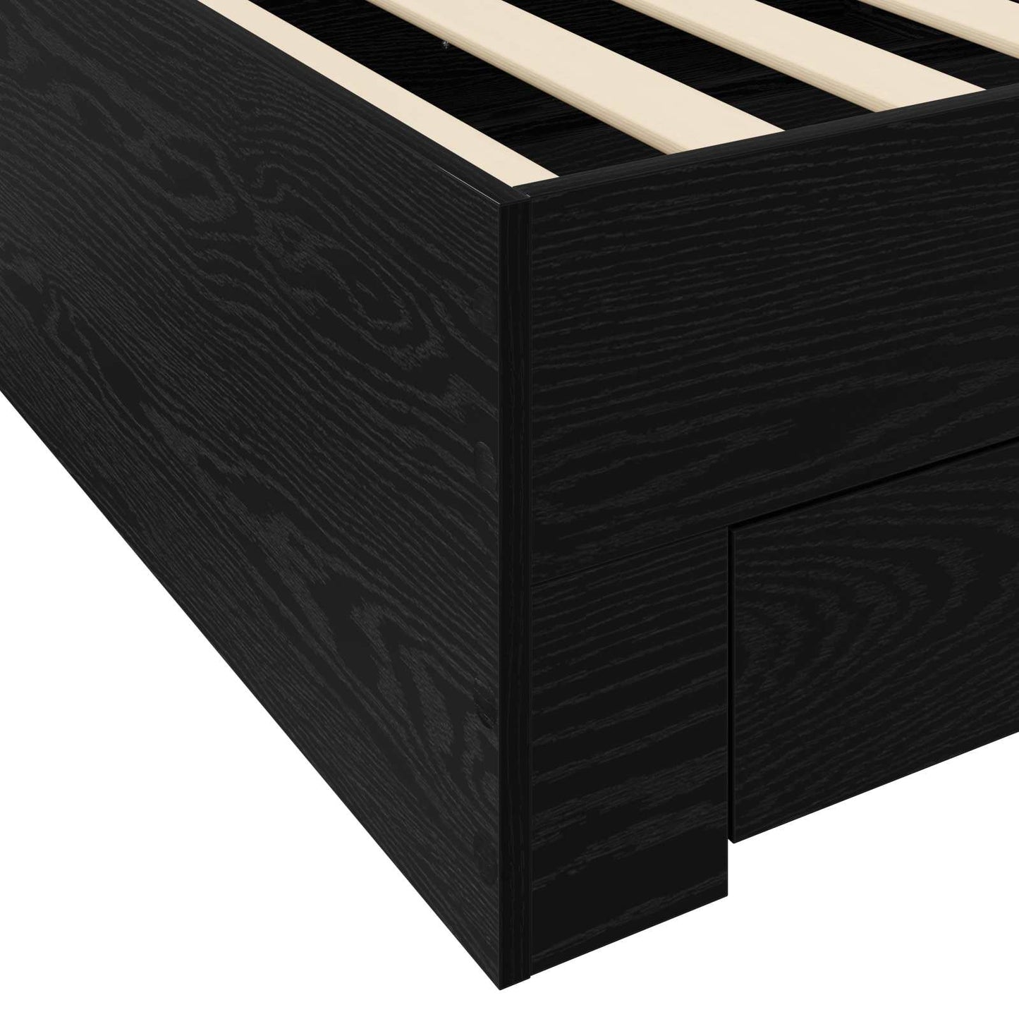 Sengeramme med oppbevaring Svart eik 80 x 200 cm Konstruert tre