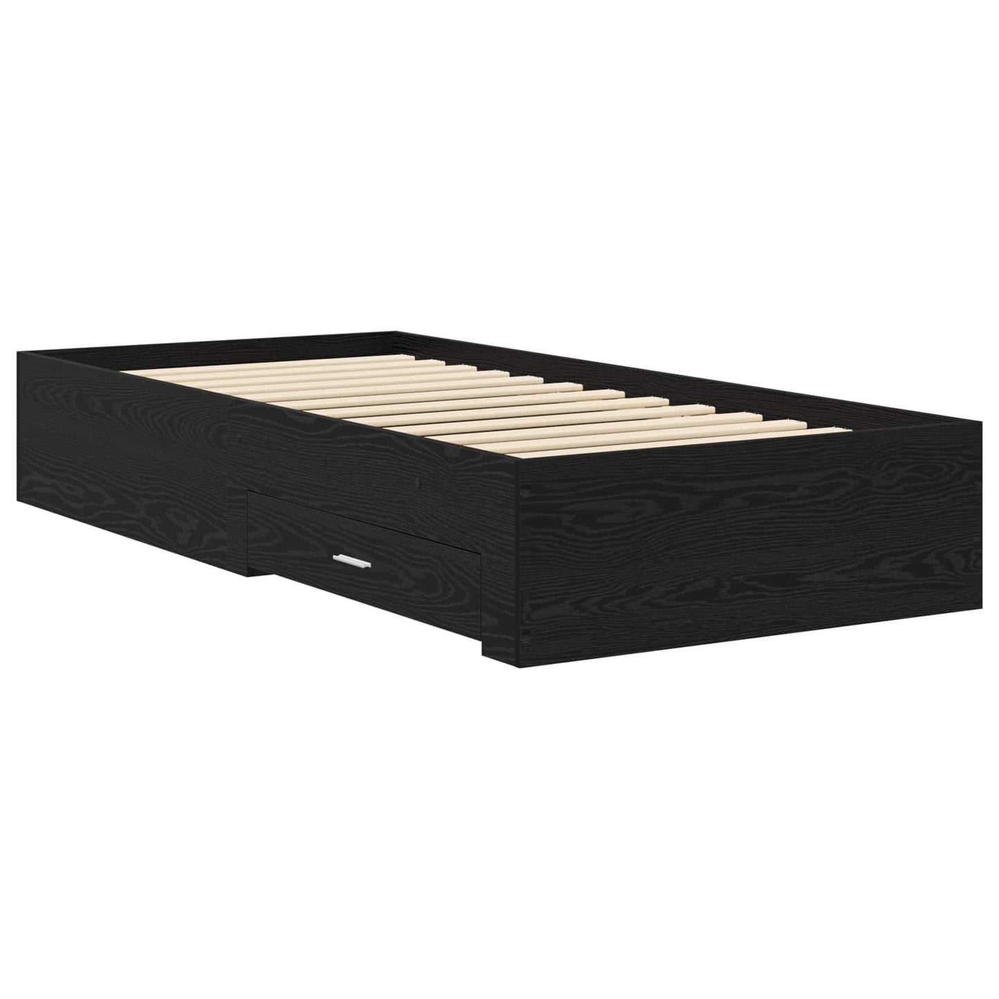 Sengeramme med oppbevaring Svart eik 80 x 200 cm Konstruert tre