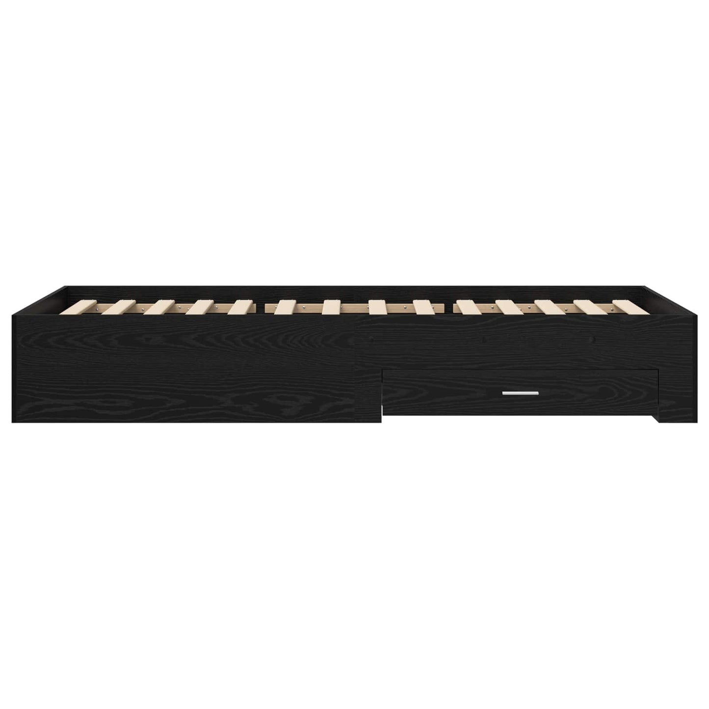 Sengeramme med oppbevaring Svart eik 80 x 200 cm Konstruert tre