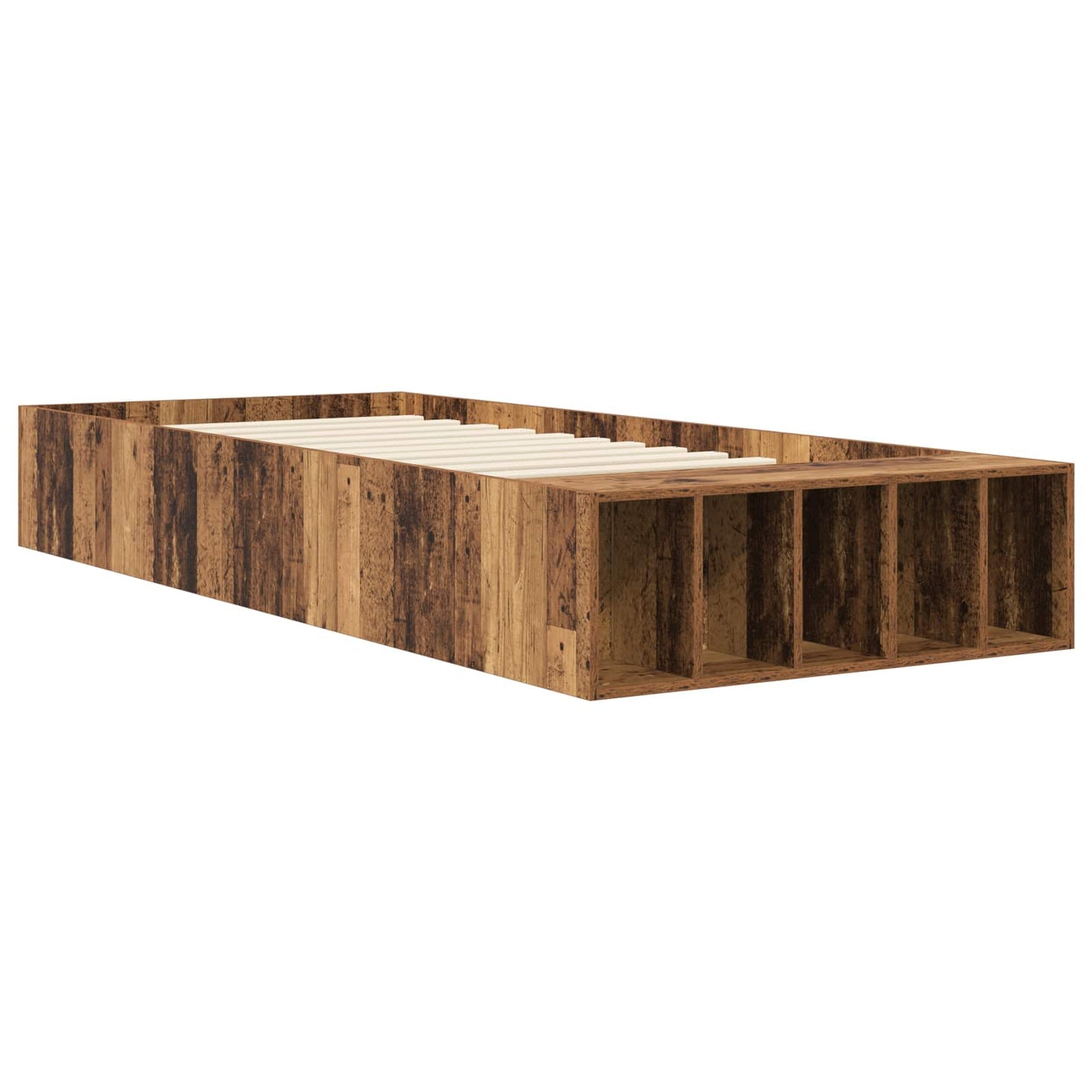 Sengeramme med oppbevaring med hylle Gammelt tre 80 x 200 cm