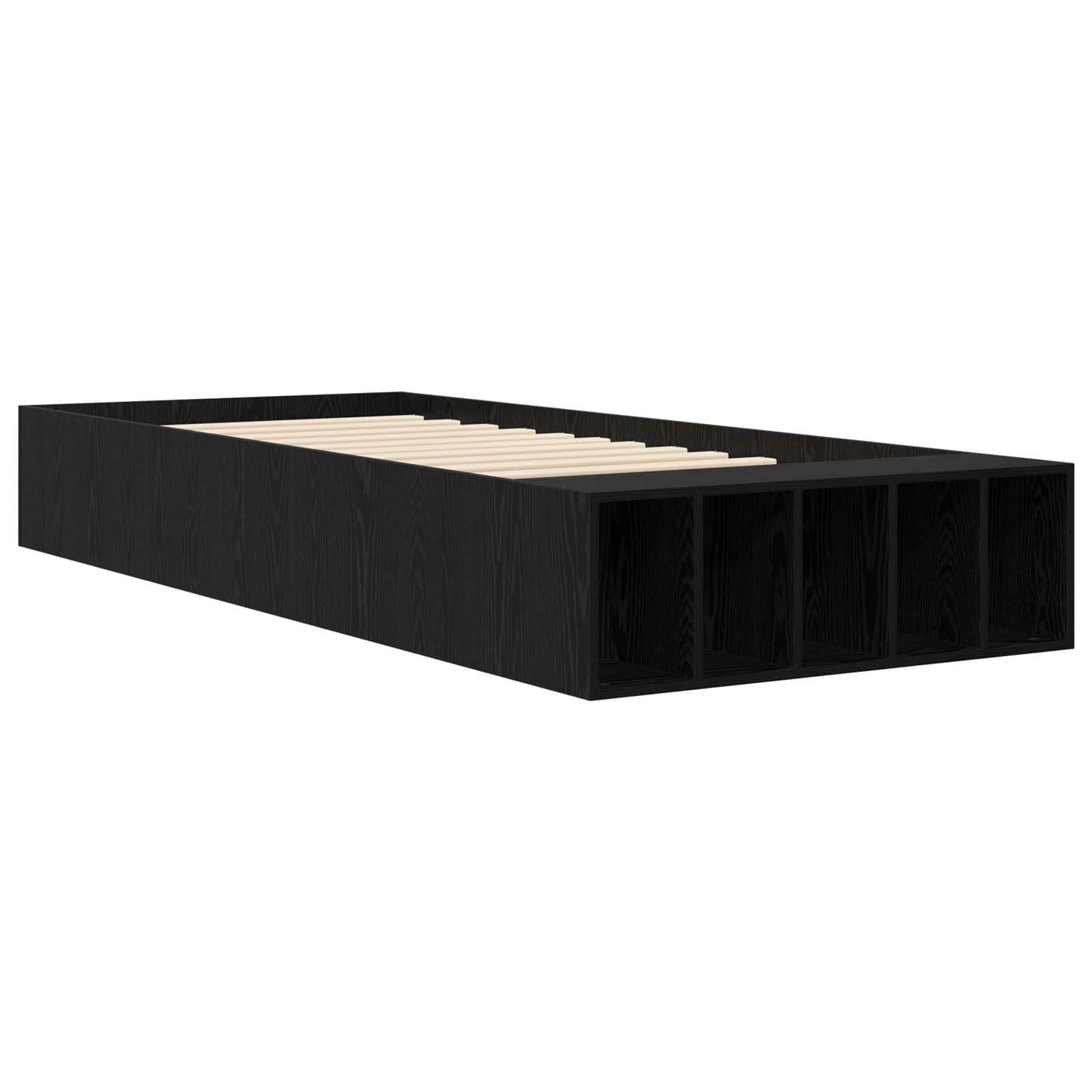 Sengeramme med oppbevaring Svart eik 80 x 200 cm Konstruert tre