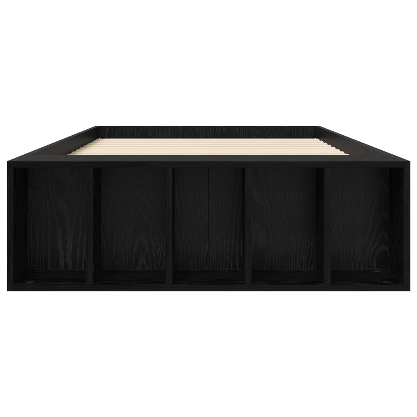 Sengeramme med oppbevaring Svart eik 80 x 200 cm Konstruert tre