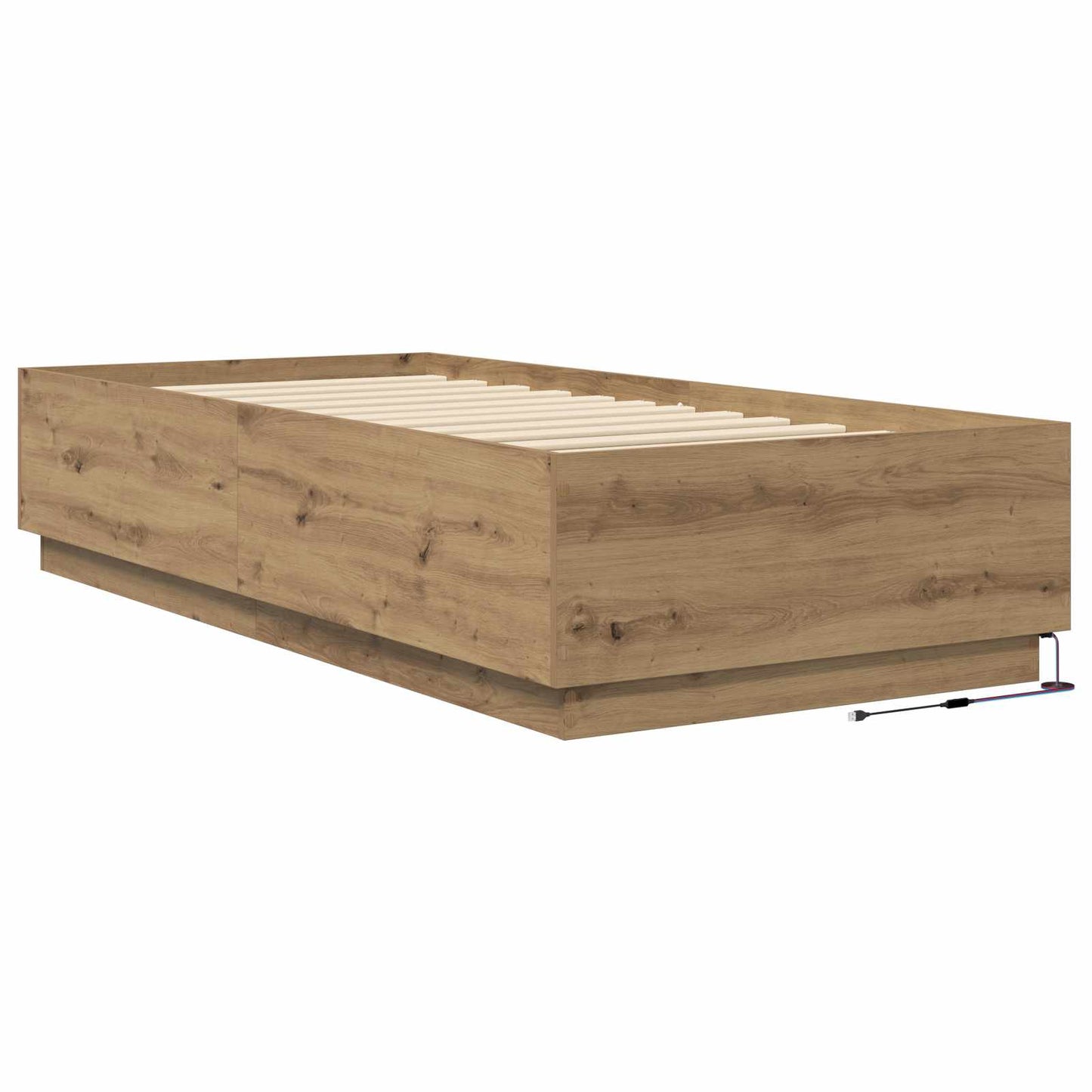 Sengestativ med LED Artisan eik 80 x 200 cm Konstruert tre