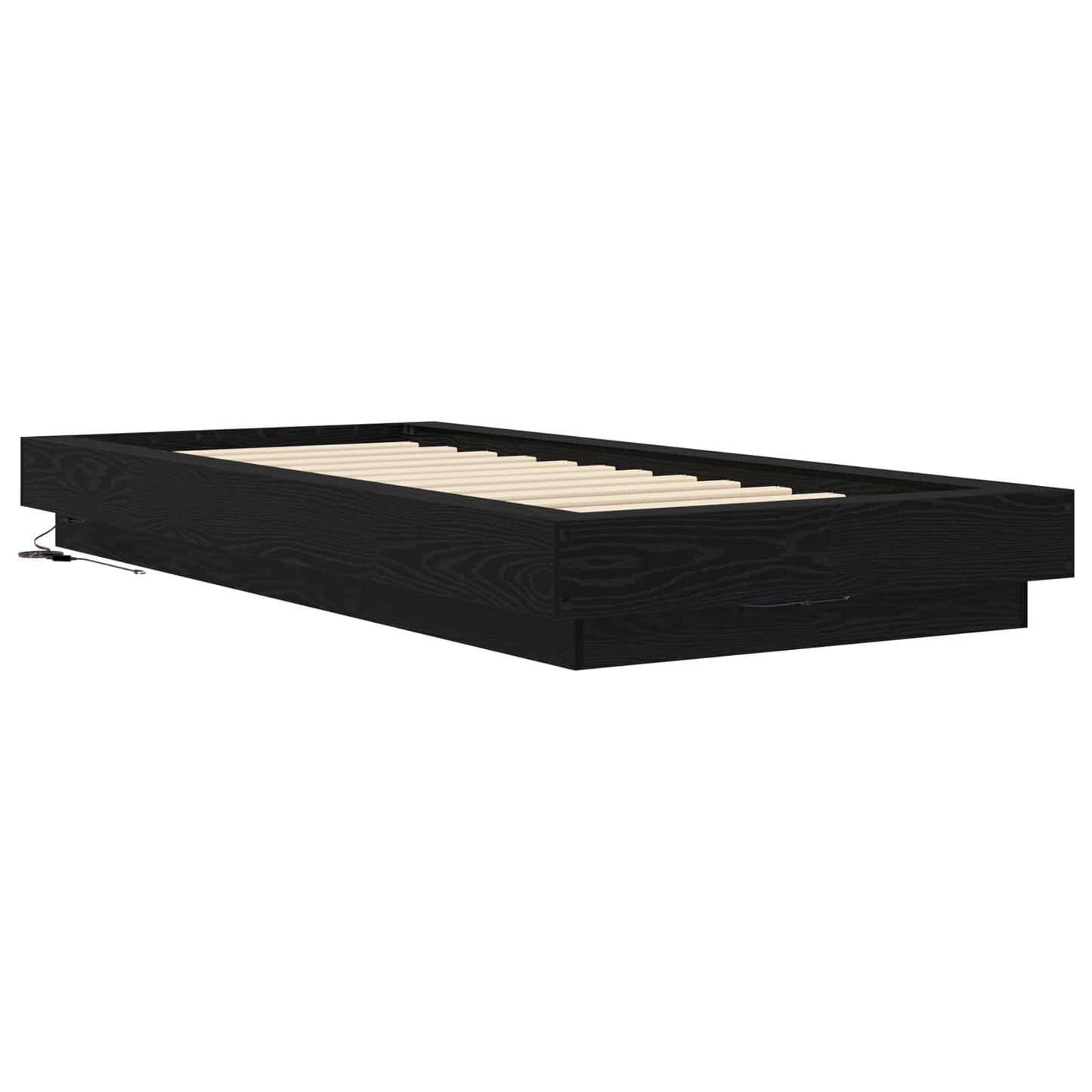 Sengestativ med LED Svart eik 80 x 200 cm Konstruert tre