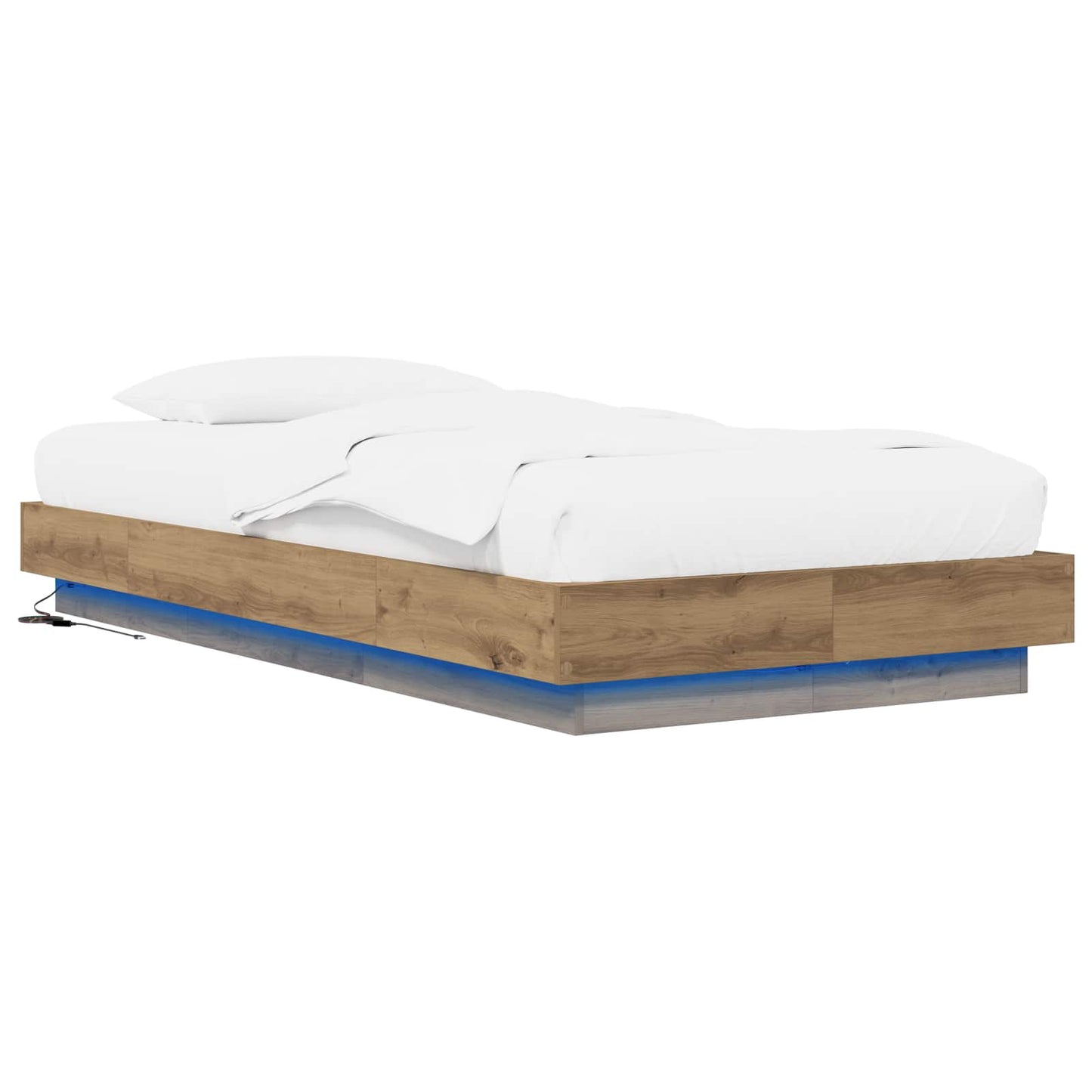 Sengestativ med LED Artisan eik 80 x 200 cm Konstruert tre