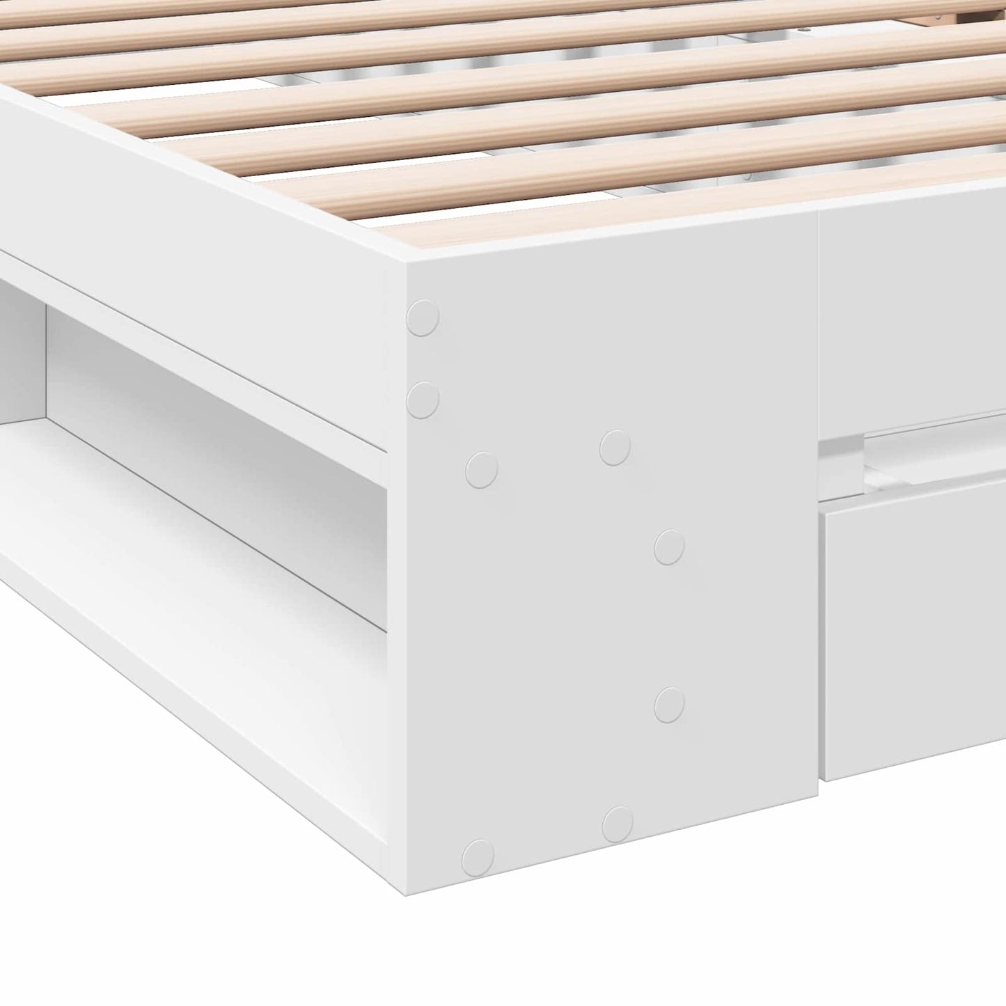 Sengeramme med oppbevaring Hvit 80 x 200 cm Konstruert tre