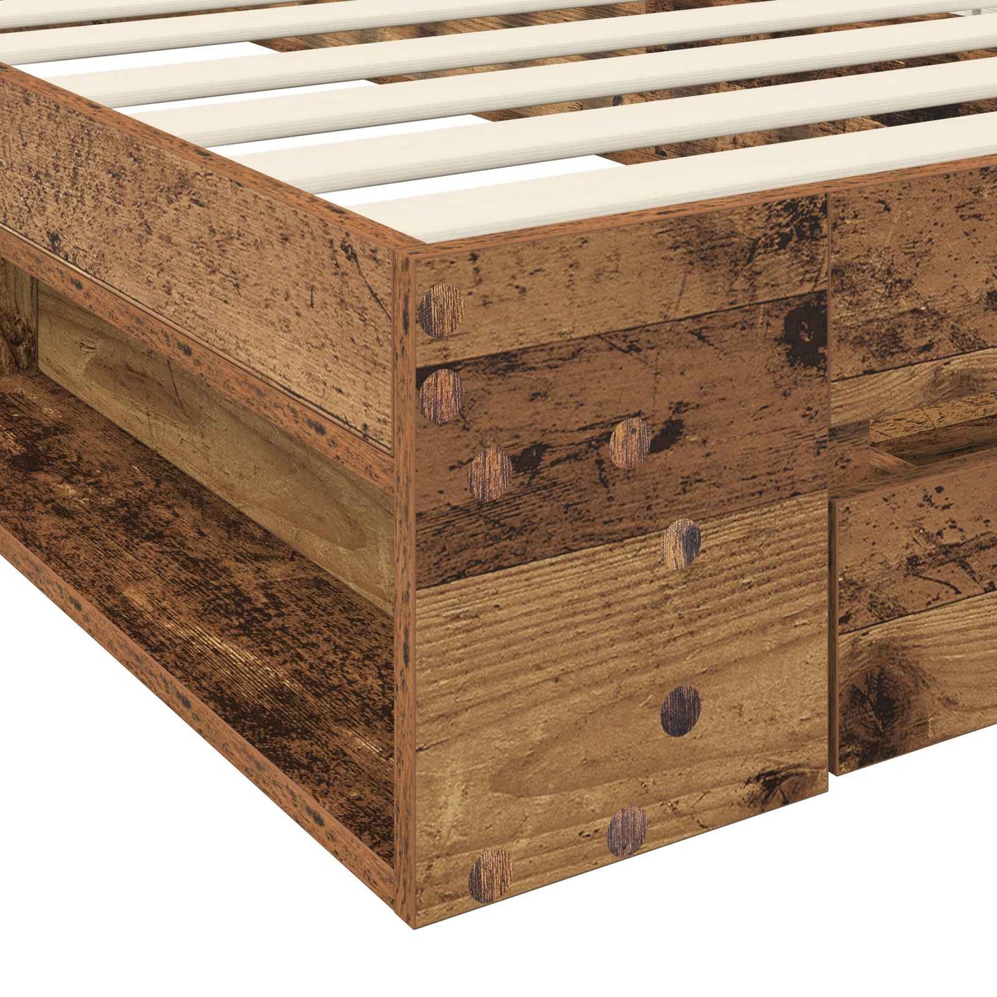 Sengeramme med oppbevaring med skuff Gammelt tre 80 x 200 cm