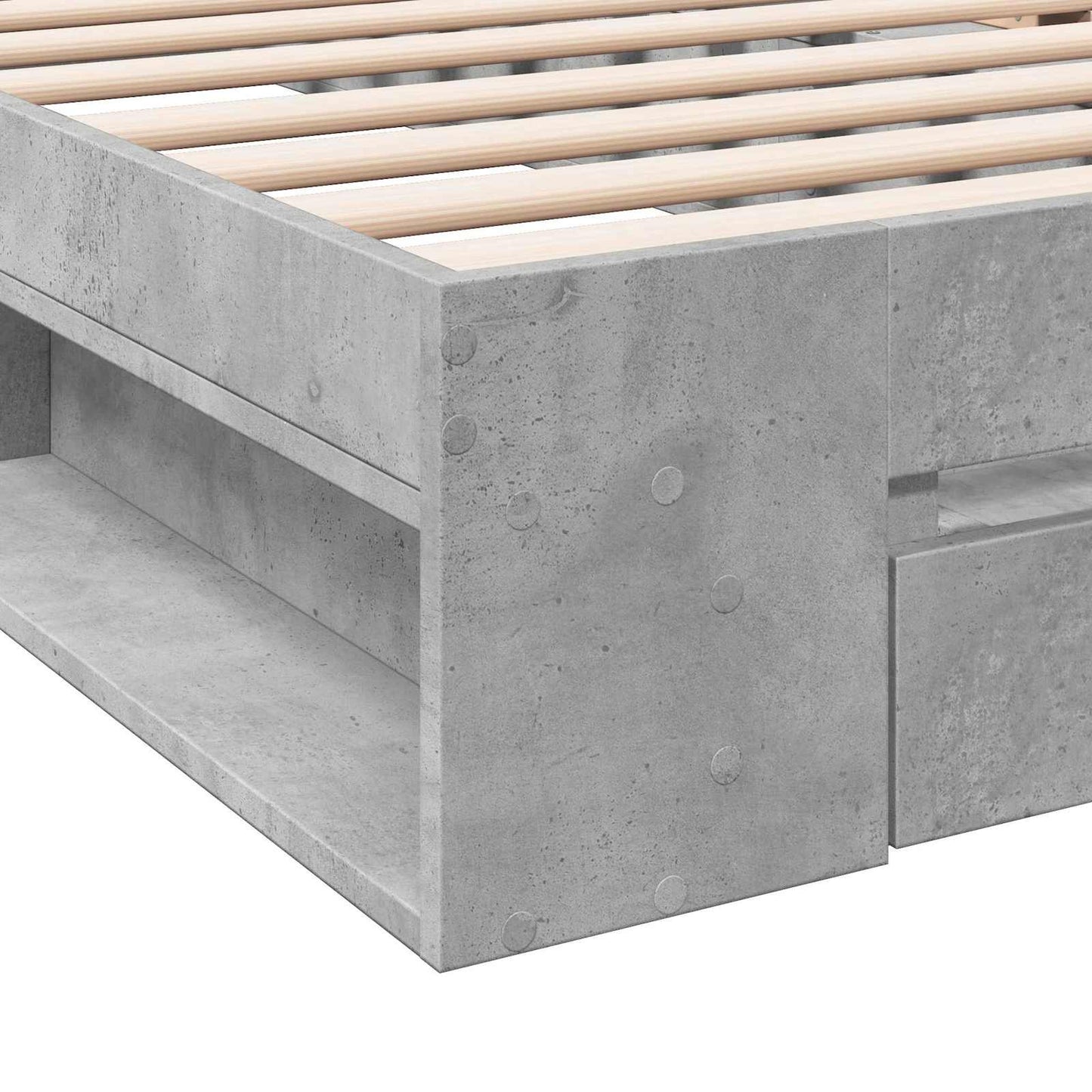 Sengeramme med oppbevaring Betonggrå 80 x 200 cm Konstruert tre