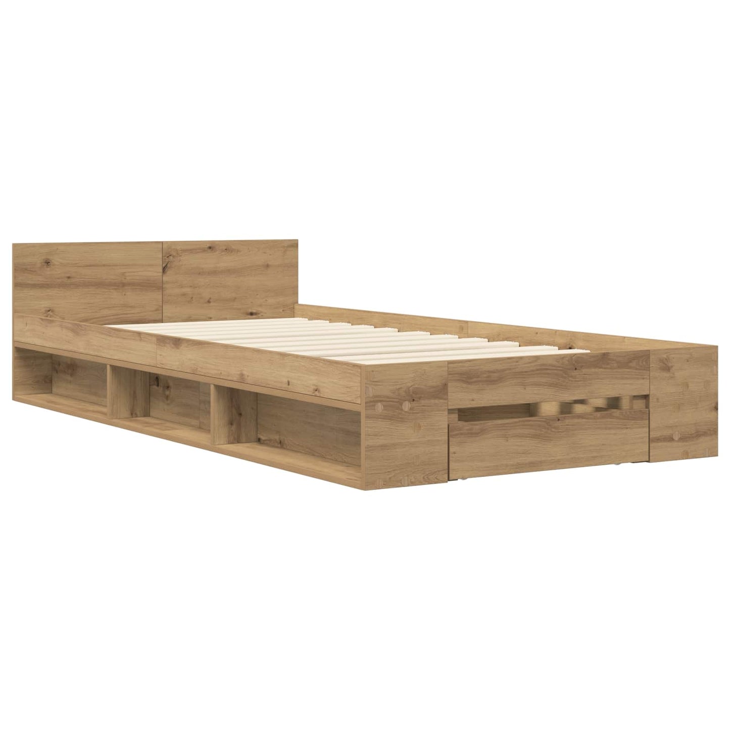 Sengeramme med oppbevaring med skuff Artisan eik 80 x 200 cm