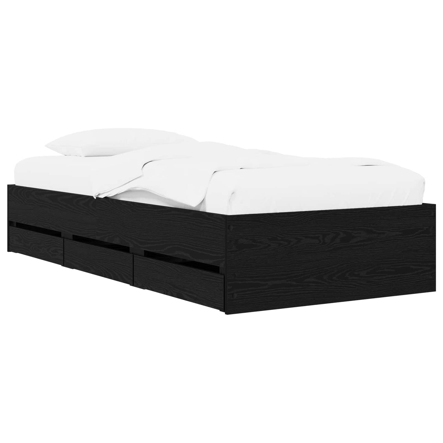 Sengeramme med oppbevaring Svart eik 80 x 200 cm Konstruert tre