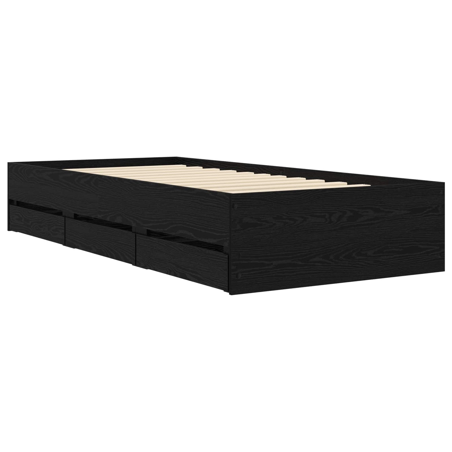 Sengeramme med oppbevaring Svart eik 80 x 200 cm Konstruert tre
