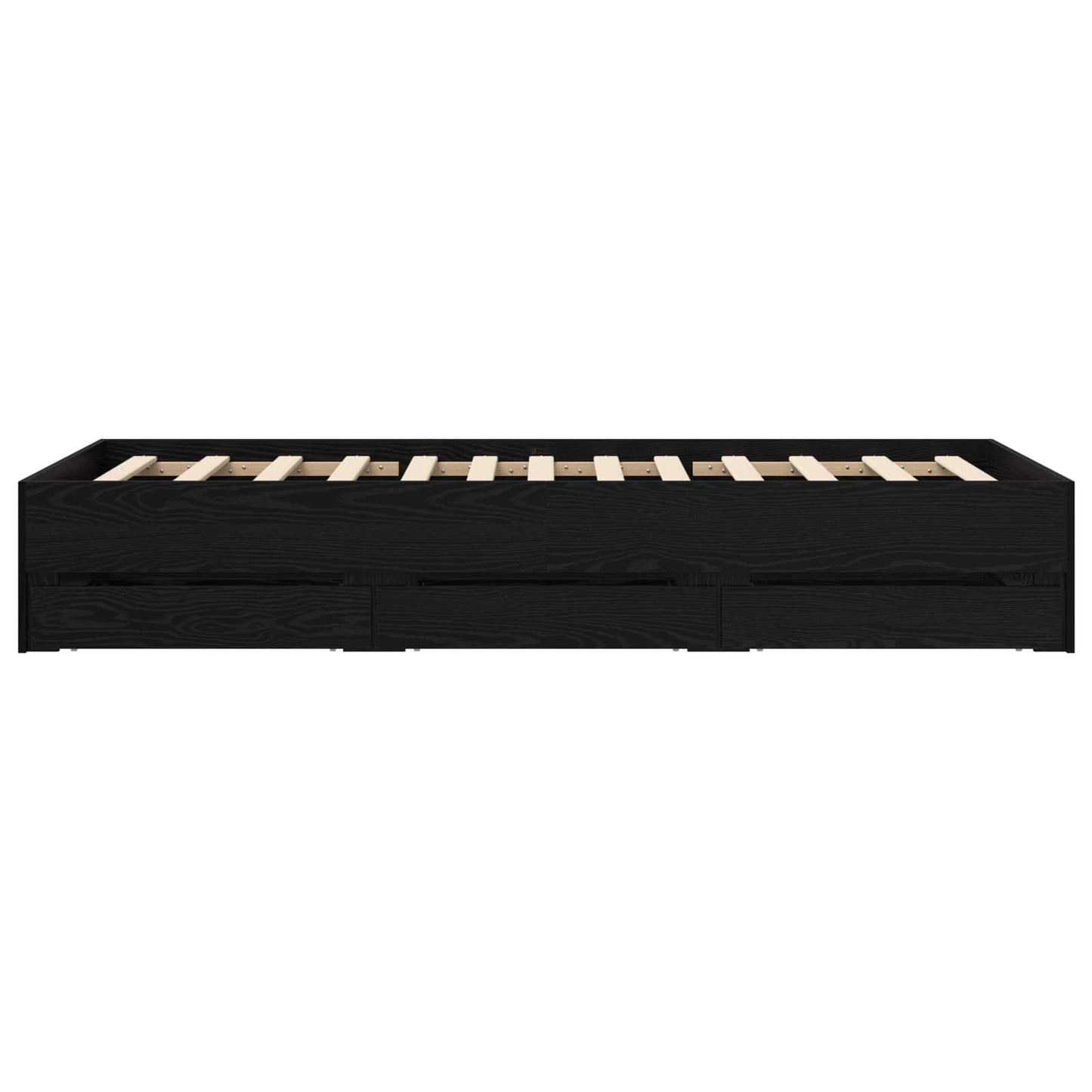 Sengeramme med oppbevaring Svart eik 80 x 200 cm Konstruert tre