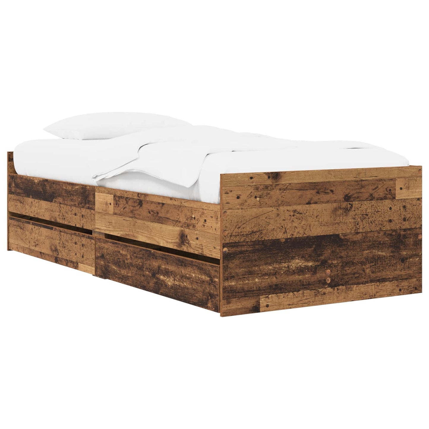 Sengeramme med oppbevaring Gammelt tre 80 x 200 cm