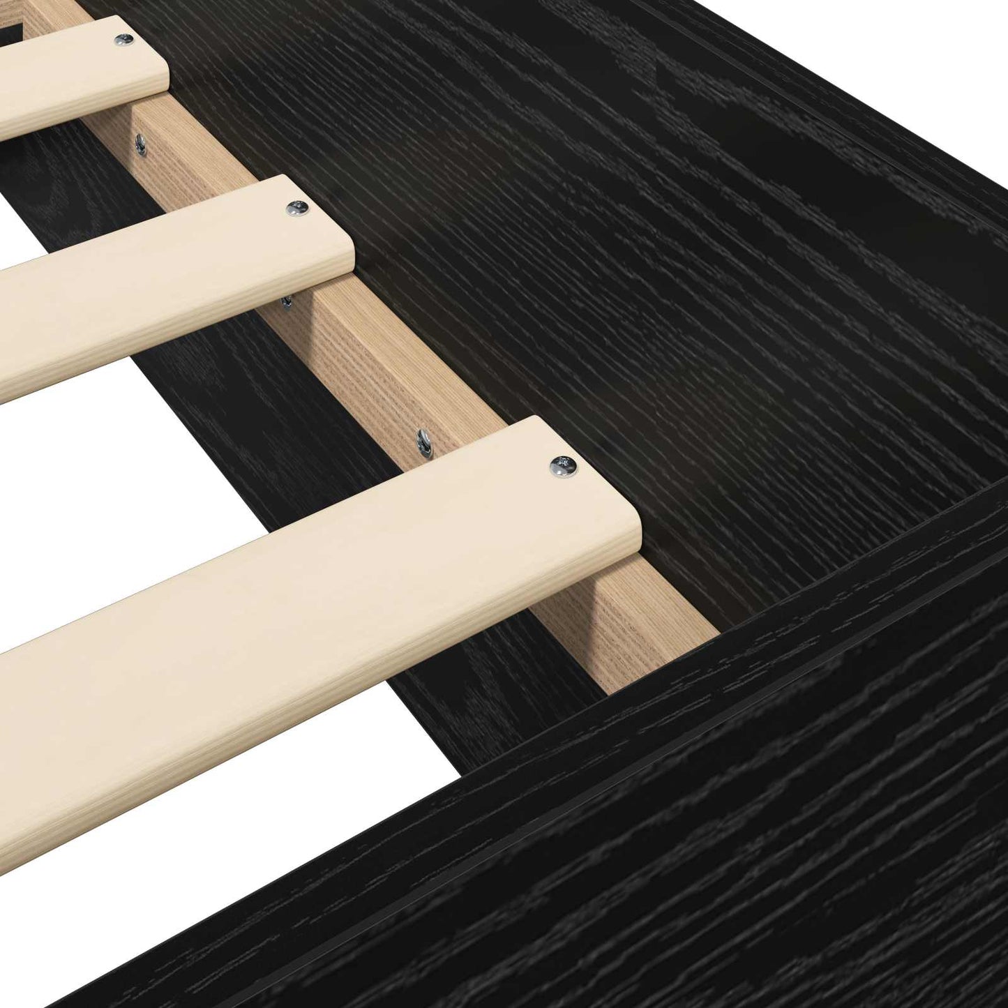 Sengeramme med oppbevaring Svart eik 80 x 200 cm Konstruert tre