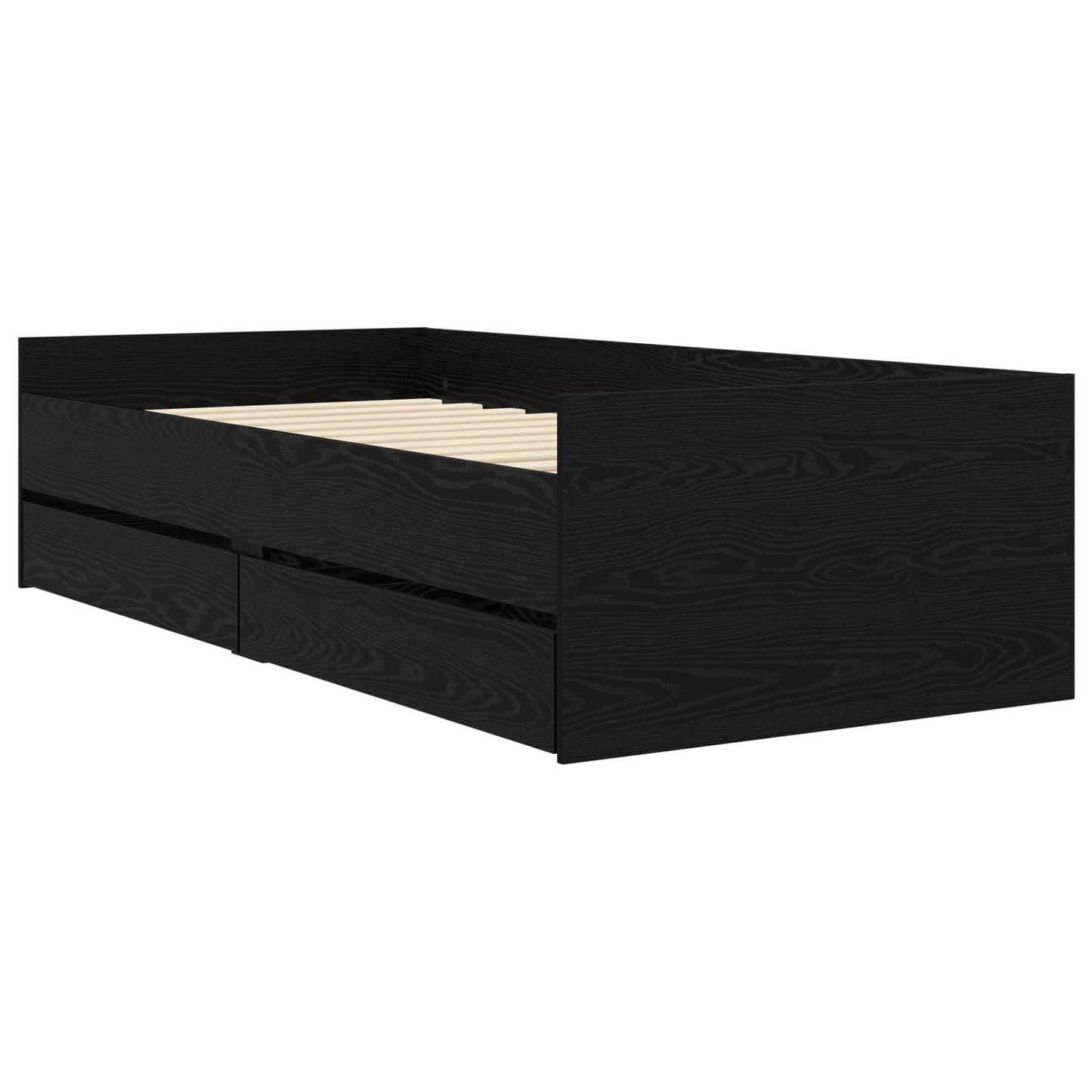 Sengeramme med oppbevaring Svart eik 80 x 200 cm Konstruert tre
