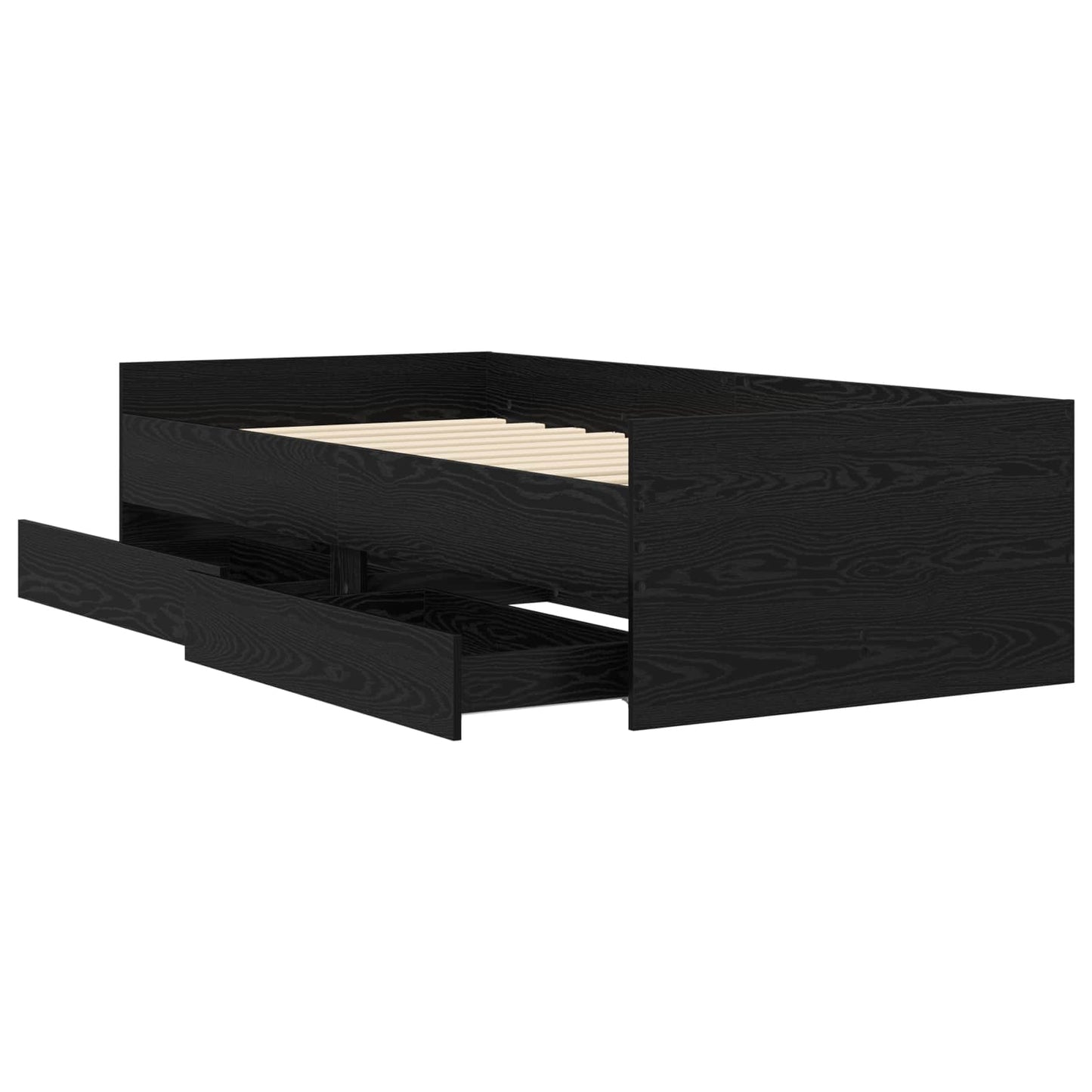 Sengeramme med oppbevaring Svart eik 80 x 200 cm Konstruert tre