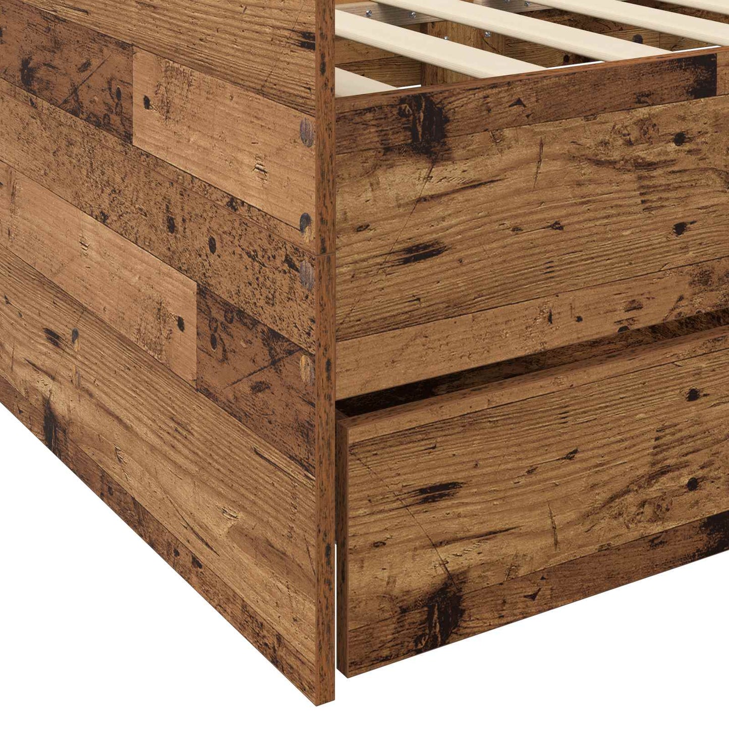 Sengeramme med oppbevaring Gammelt tre 80 x 200 cm