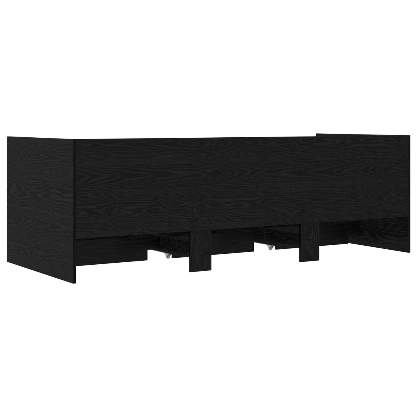 Sengeramme med oppbevaring Svart eik 80 x 200 cm Konstruert tre