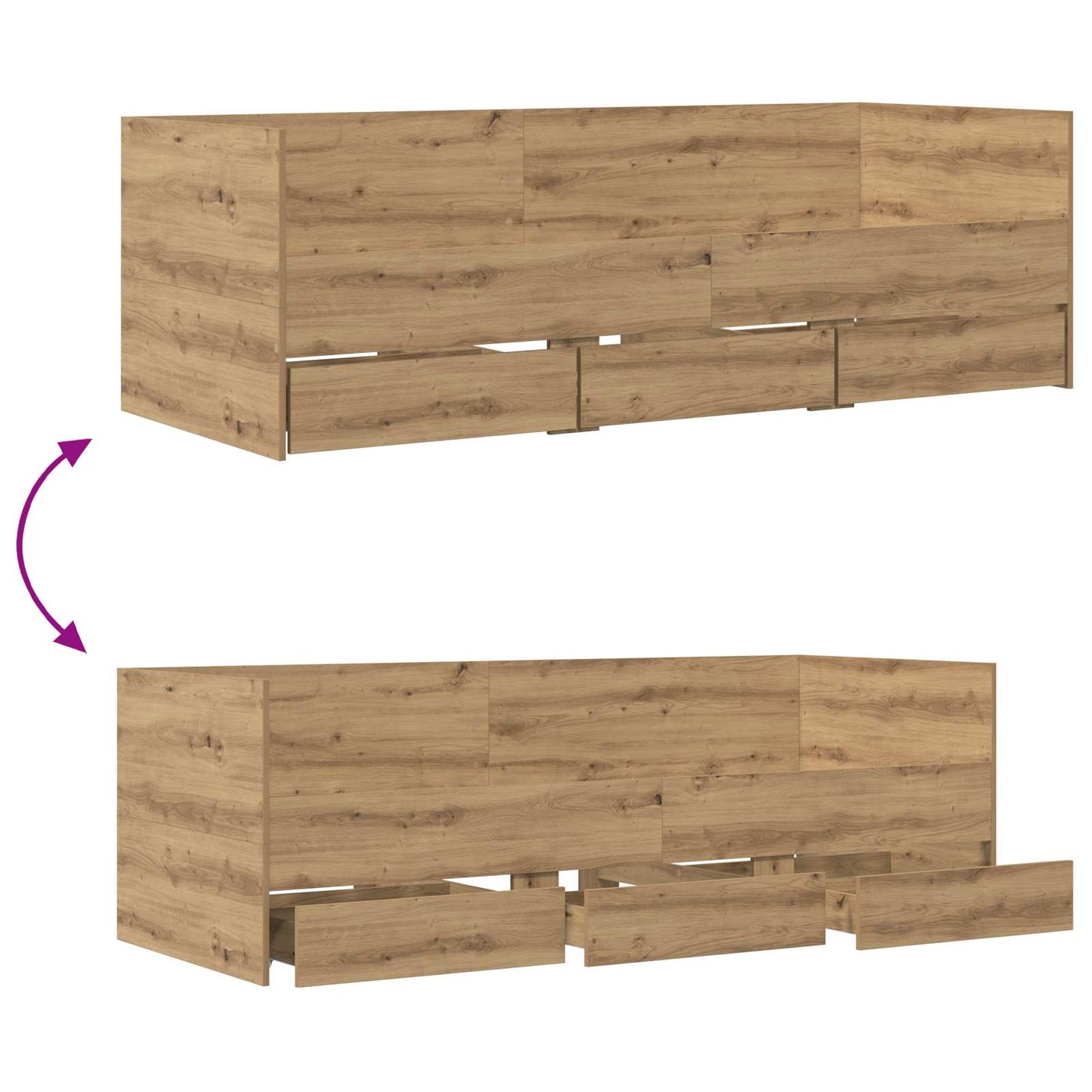 Sengeramme med oppbevaring Artisan eik 80 x 200 cm