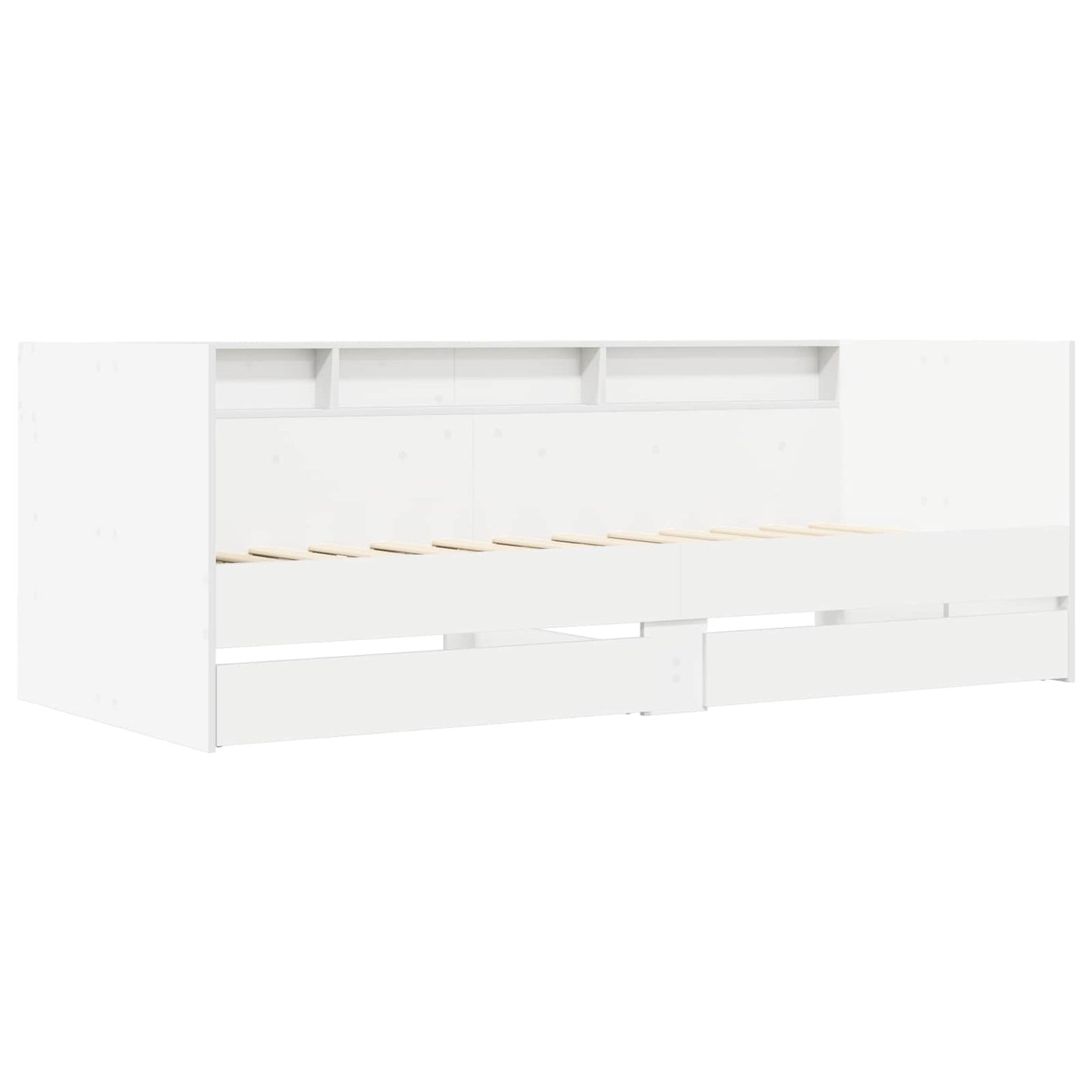 Sengeramme med oppbevaring Hvit 80 x 200 cm Konstruert tre