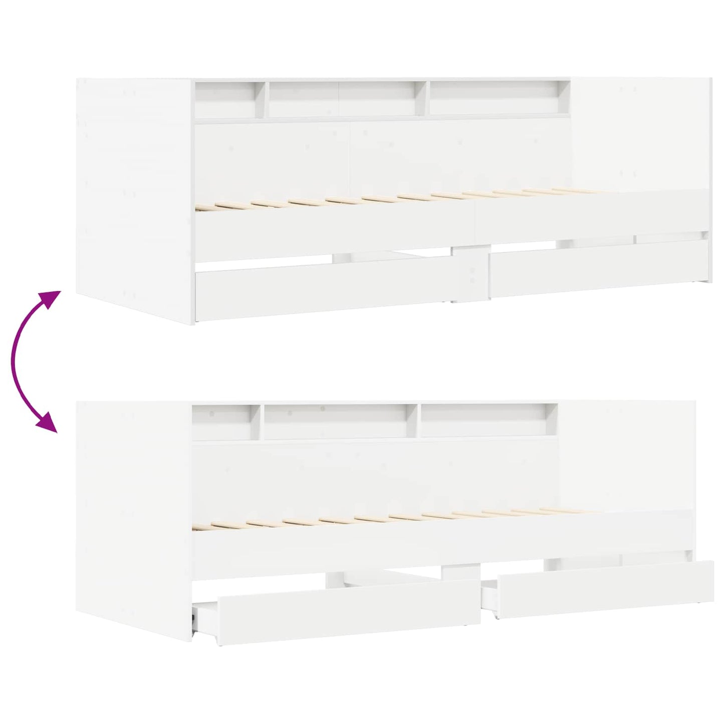 Sengeramme med oppbevaring Hvit 80 x 200 cm Konstruert tre