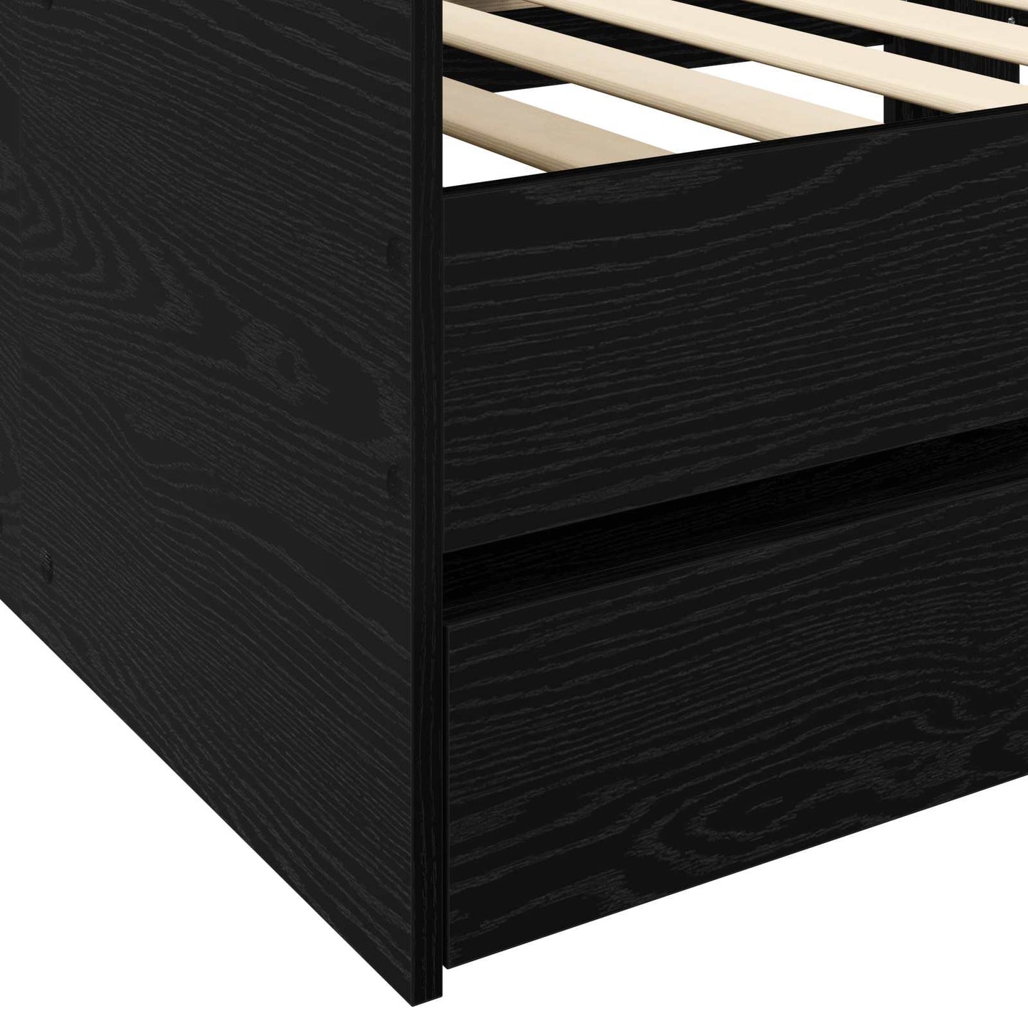 Sengeramme med oppbevaring Svart eik 80 x 200 cm Konstruert tre