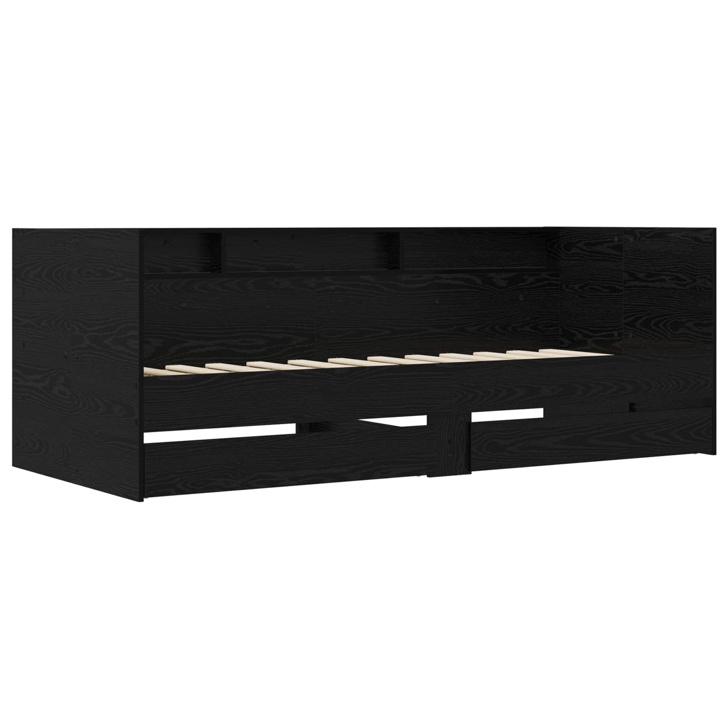 Sengeramme med oppbevaring Svart eik 80 x 200 cm Konstruert tre
