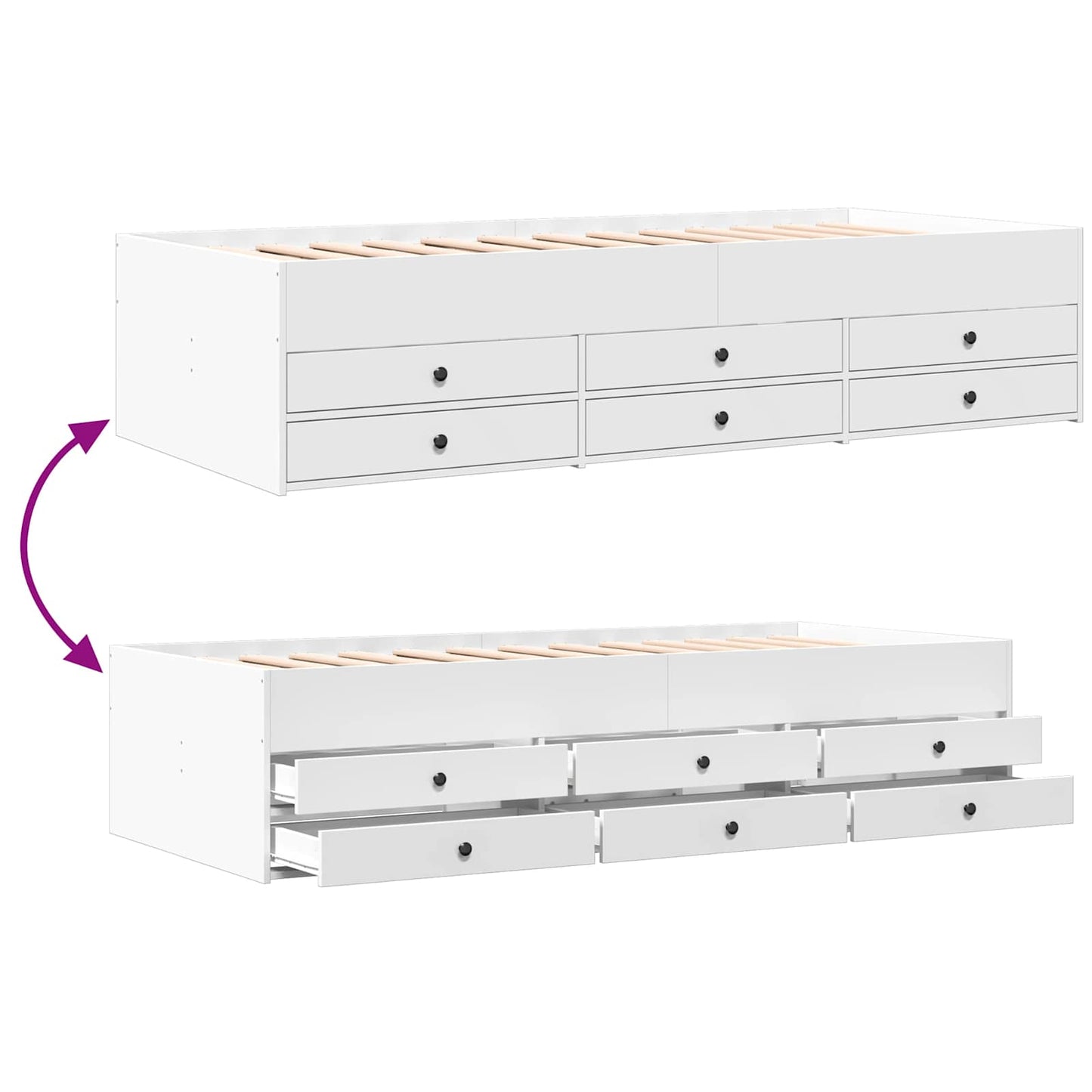 Sengeramme med oppbevaring Hvit 80 x 200 cm Konstruert tre