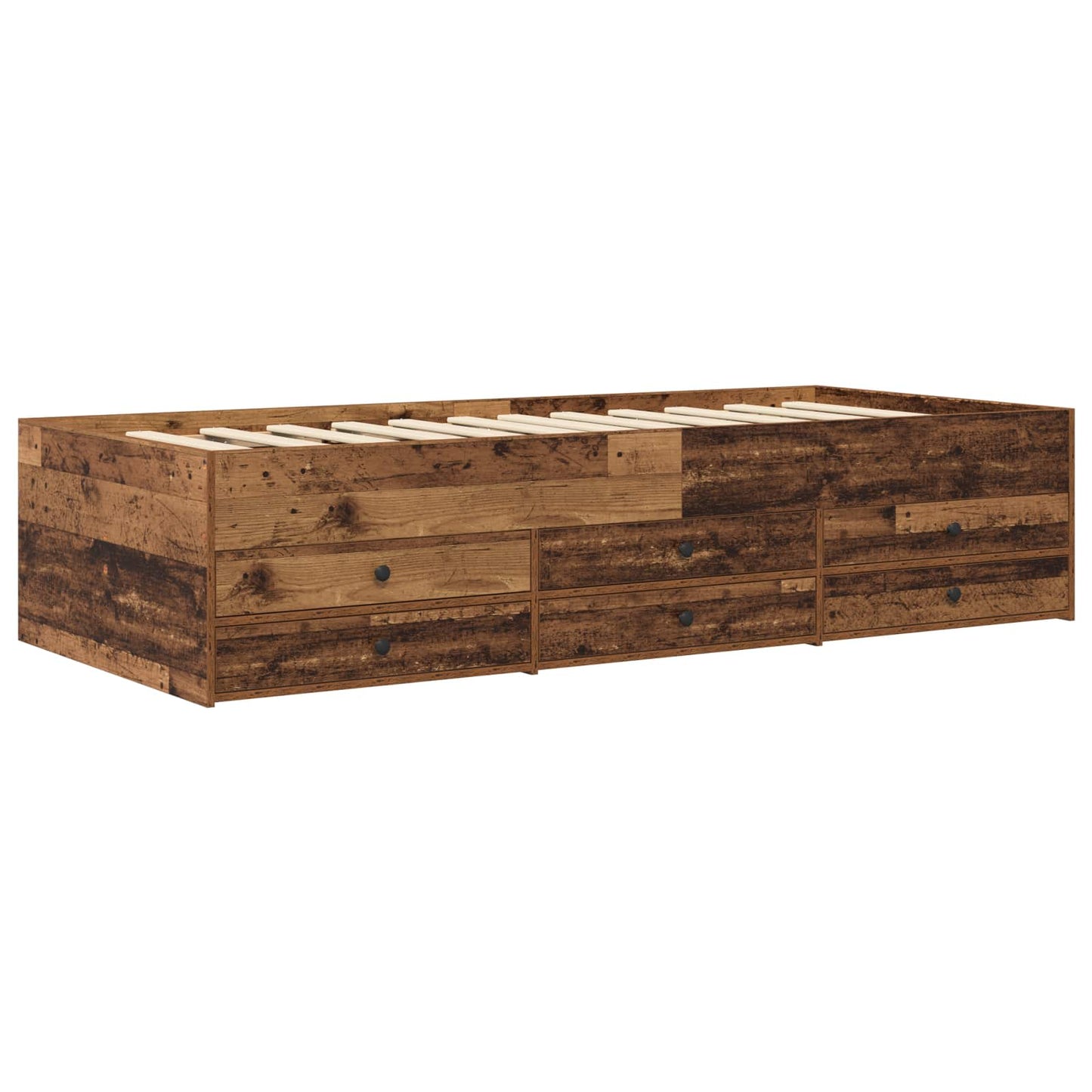 Sengeramme med oppbevaring med skuff Gammelt tre 80 x 200 cm