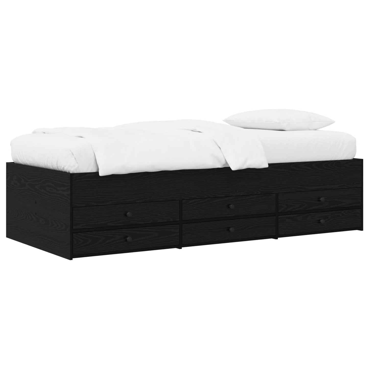 Sengeramme med oppbevaring Svart eik 80 x 200 cm Konstruert tre