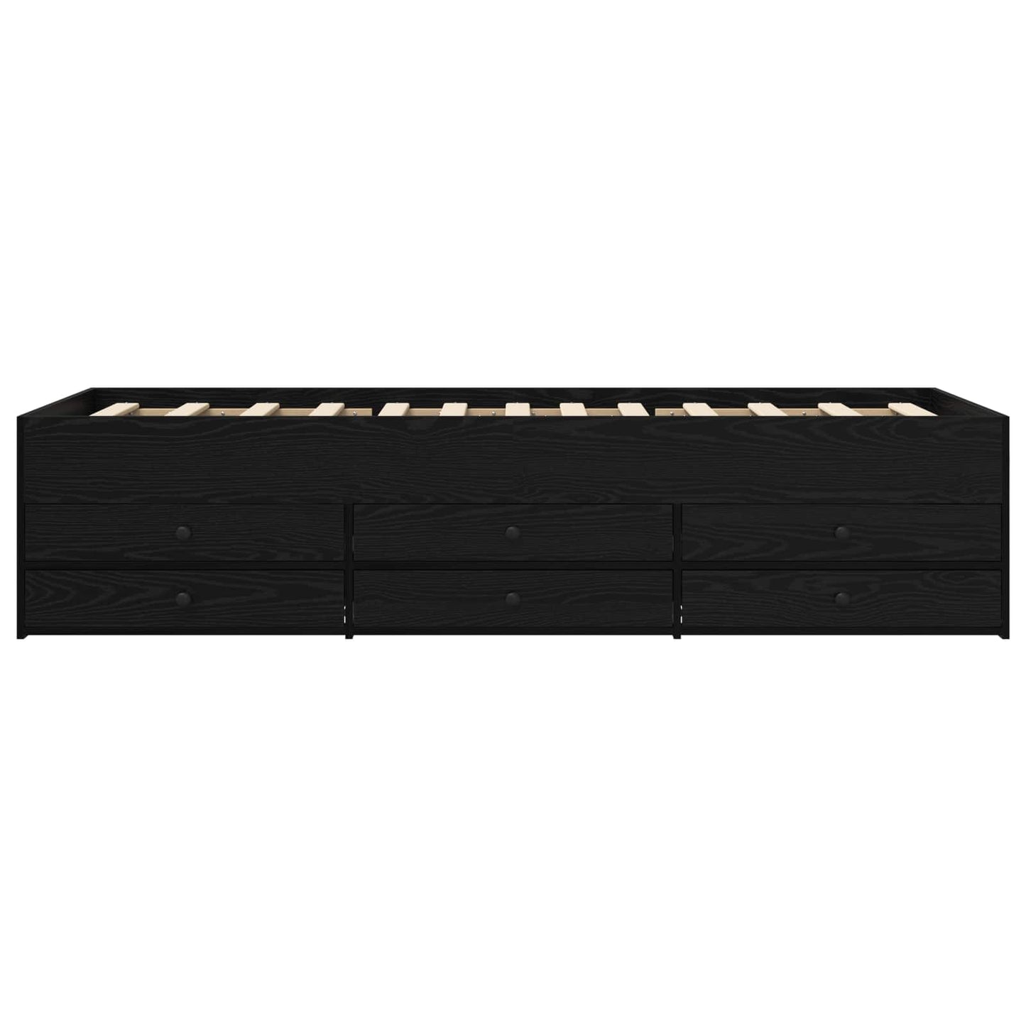Sengeramme med oppbevaring Svart eik 80 x 200 cm Konstruert tre