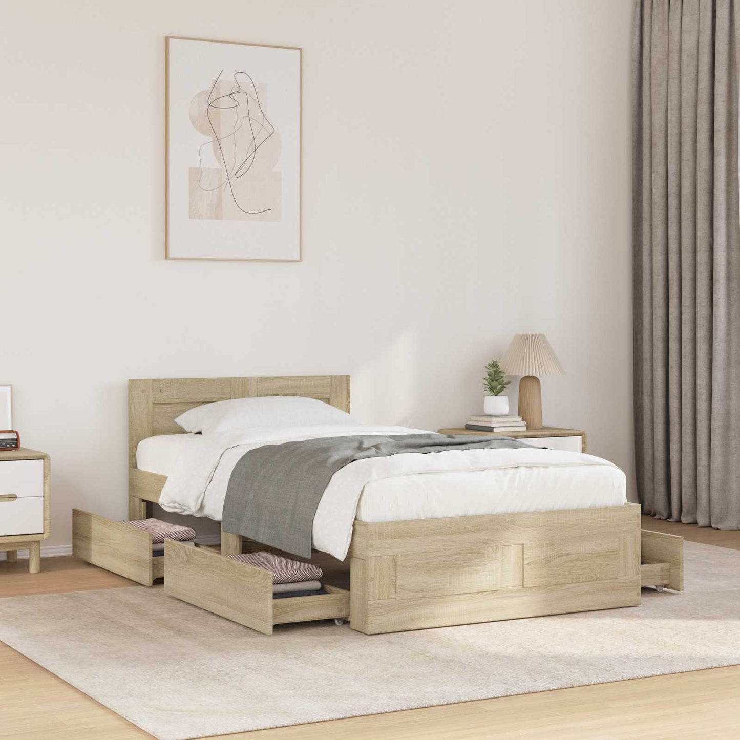 Sengestamme med hodegatt Sonoma eik 80 x 200 cm Konstruert tre