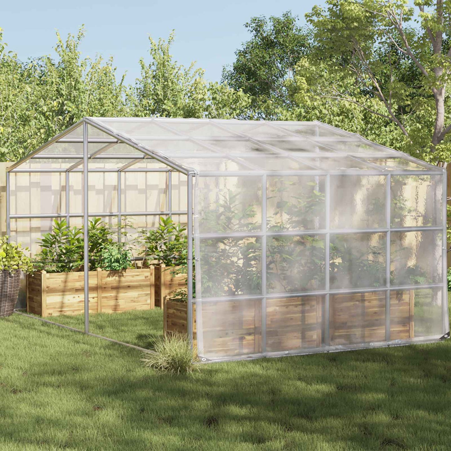 Presenning med øyer Gjennomsiktig 5 x 10 m Polyethylen vidaXL