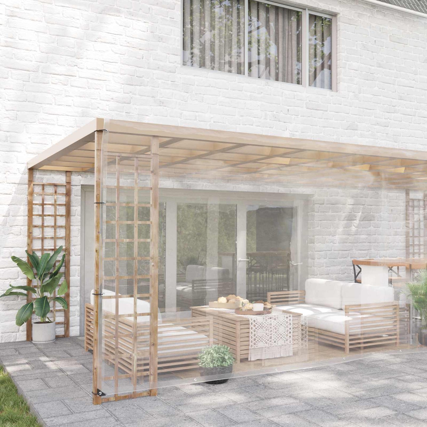 Presenning med øyer Gjennomsiktig 6 x 12 m Polyethylen vidaXL