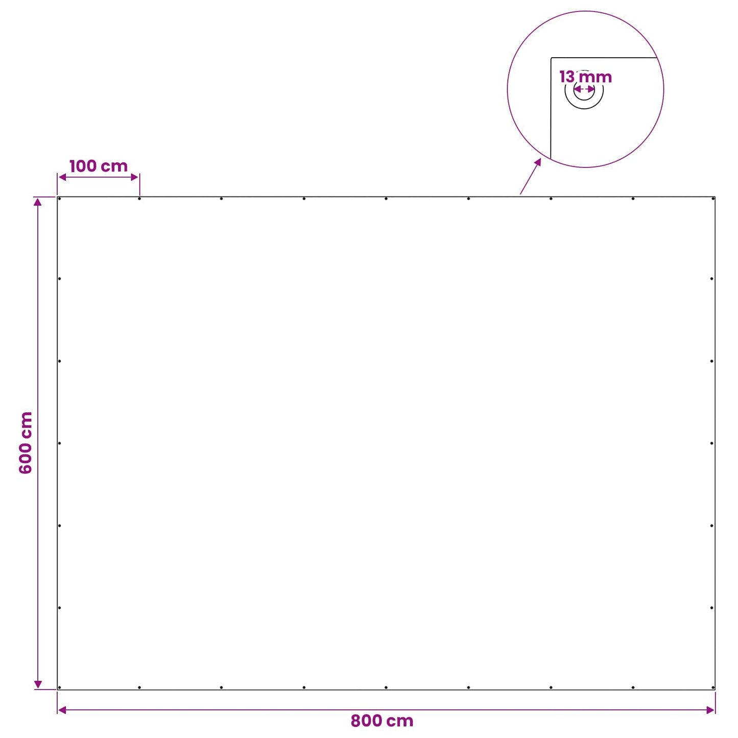 Presenning med øyer Hvit 6 x 8 m 90 gsm PE