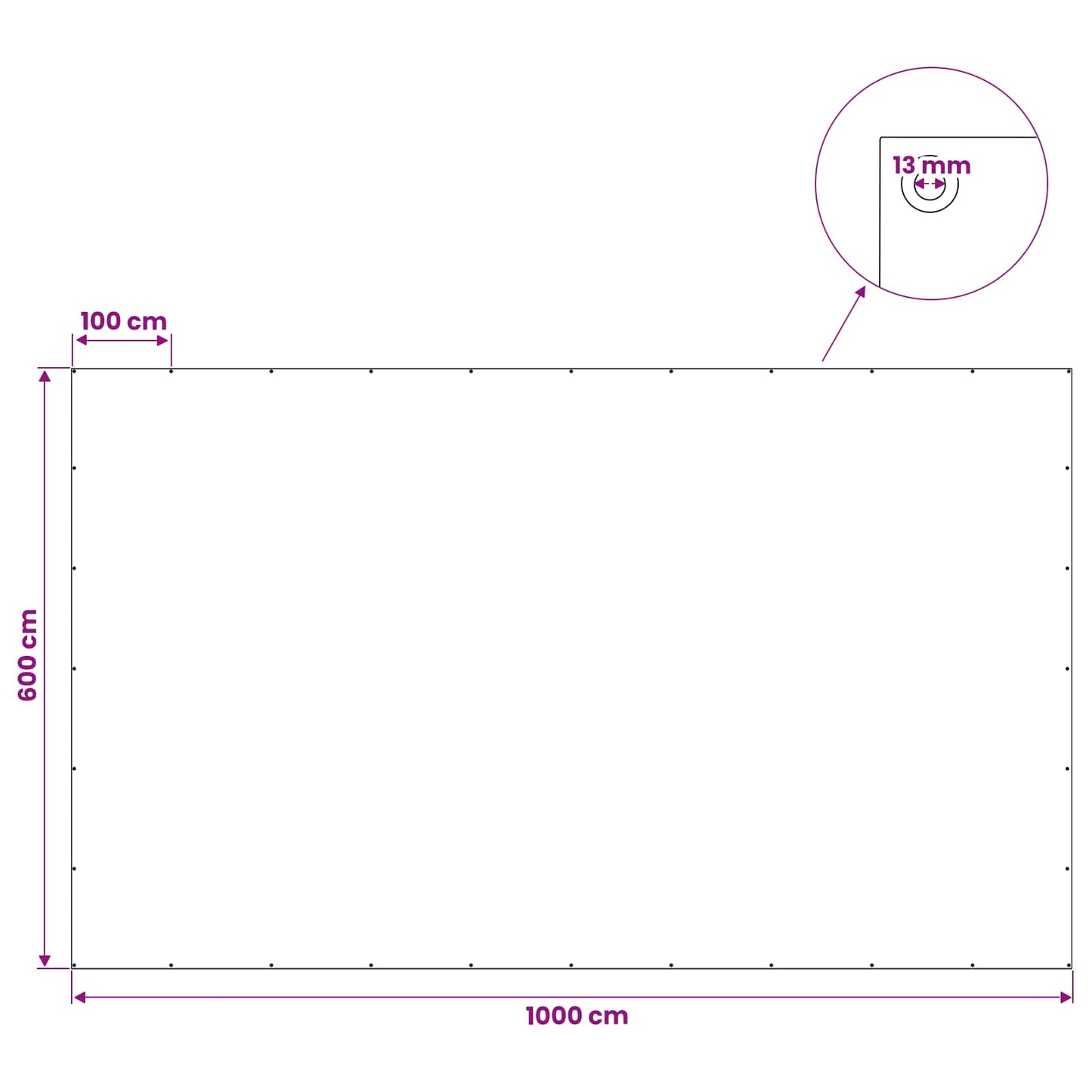 Presenning med øyer Antrasittgrå 6 x 10 m 260 gsm PE