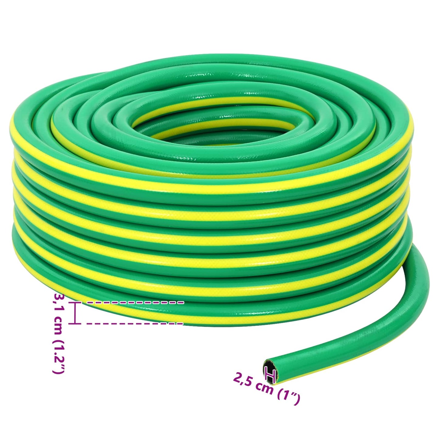 Hageslange 5-Lags Grønn og gul 1" 30 m PVC