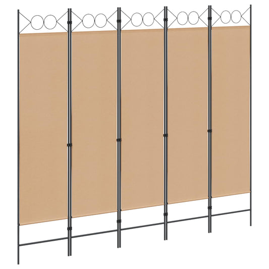 5-panel romdeler Beige 200 x 180 cm Stoff