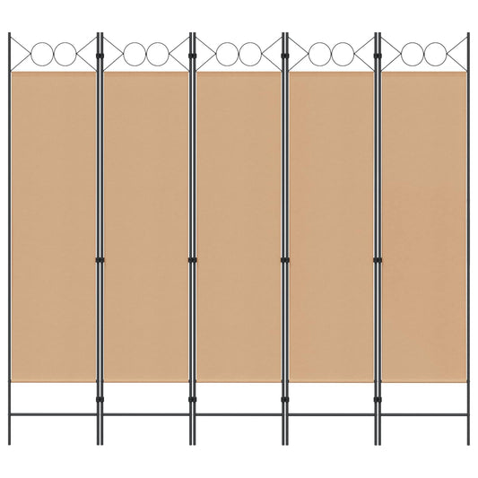 5-panel romdeler Beige 200 x 180 cm Stoff
