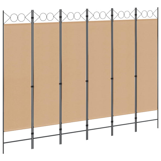 6-Panels Romdeler Beige 240 x 180 cm Stoff