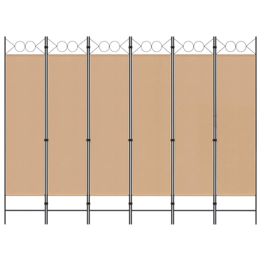 6-Panels Romdeler Beige 240 x 180 cm Stoff