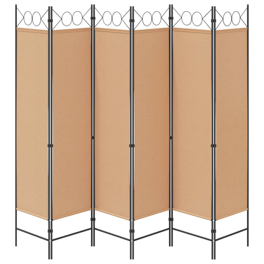 6-Panels Romdeler Beige 240 x 180 cm Stoff