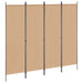 4-panel romdeler Beige 200 x 180 cm Stoff