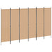 6-Panels Romdeler Beige 300 x 180 cm Stoff