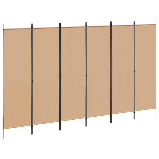 6-Panels Romdeler Beige 300 x 180 cm Stoff