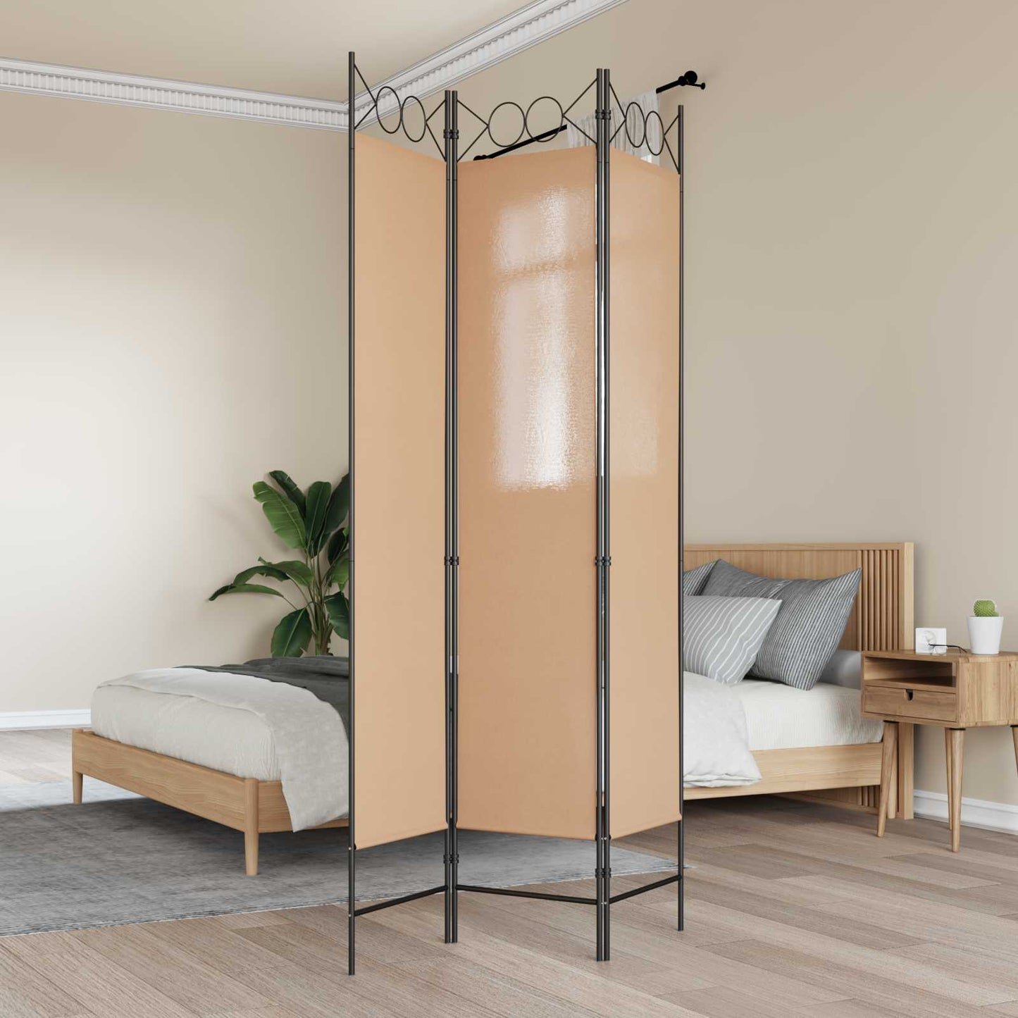 3-panel romdeler Beige 120 x 200 cm Stoff